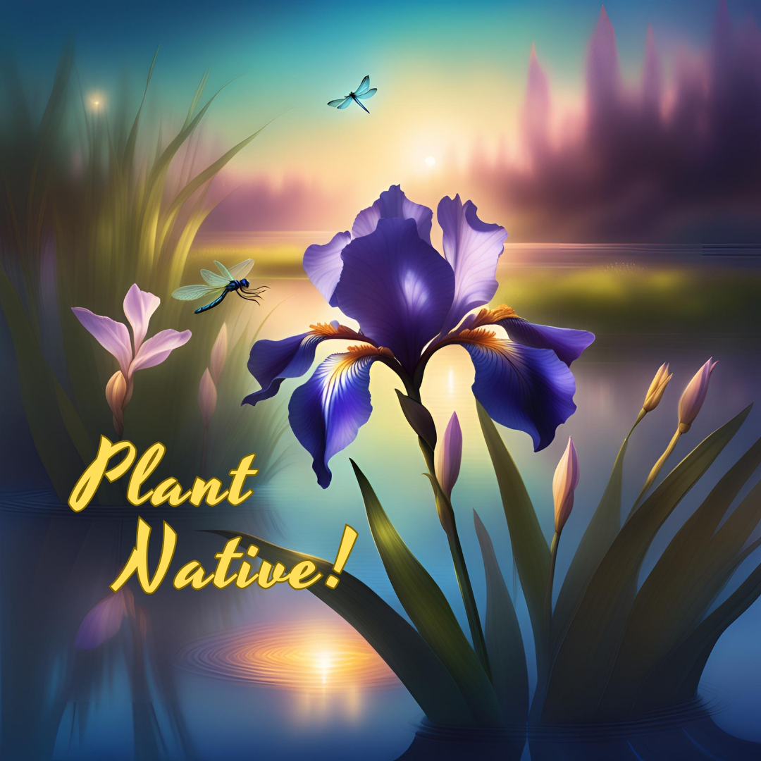 Blue Flag Iris & Dragonflies