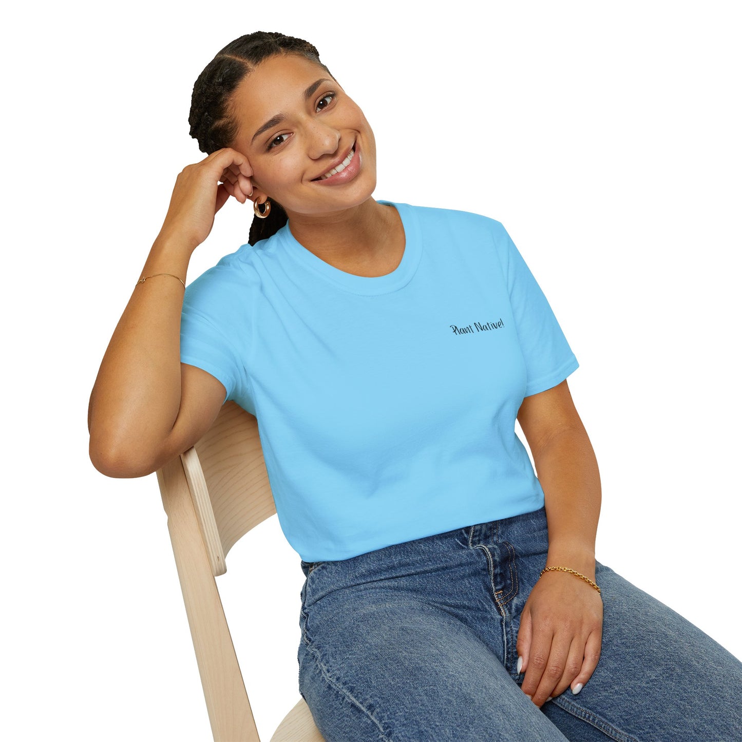 Unisex Softstyle T-Shirt I Love Native Plants, Asters (Back)