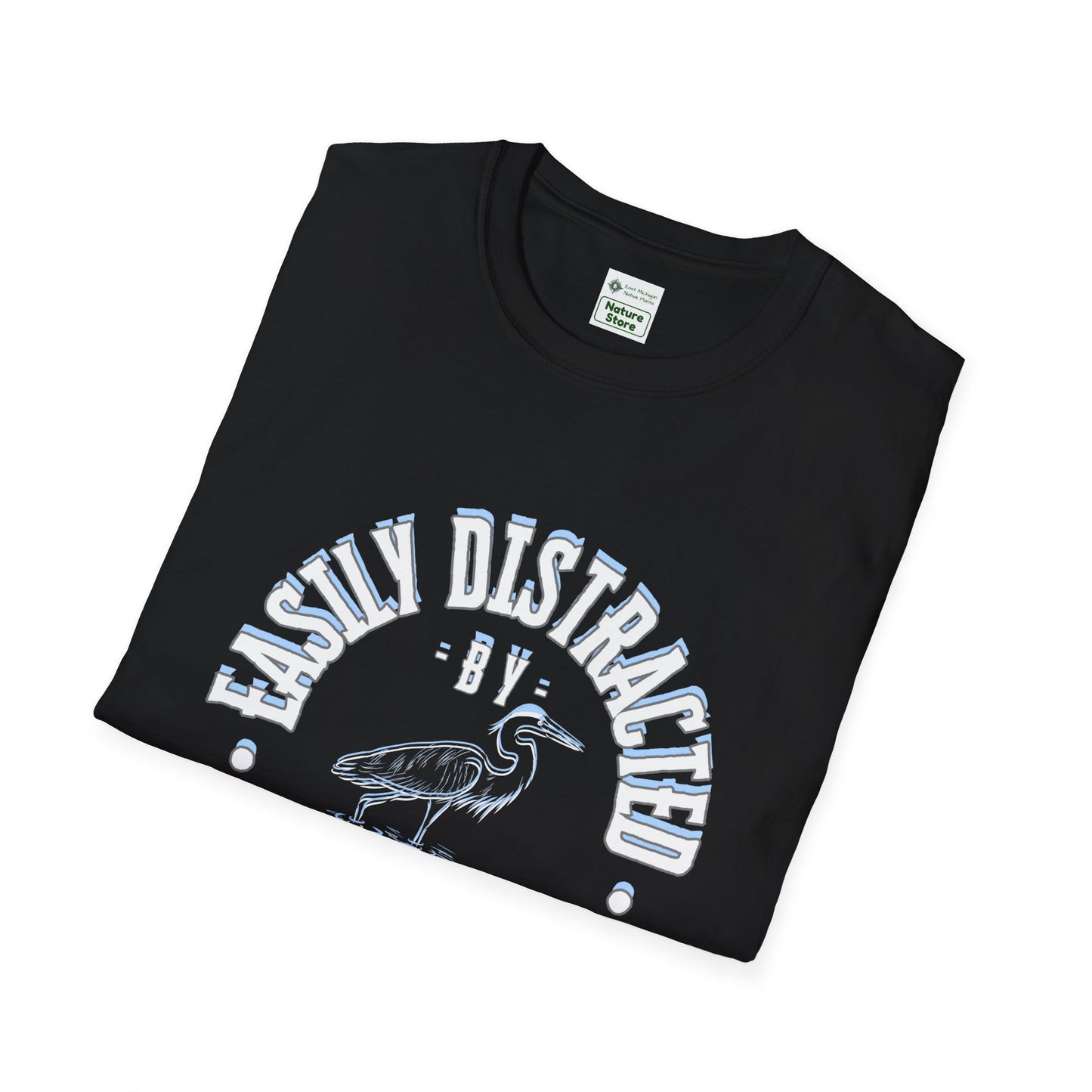 Unisex Softstyle T-Shirt, Distracted by Birds, Heron