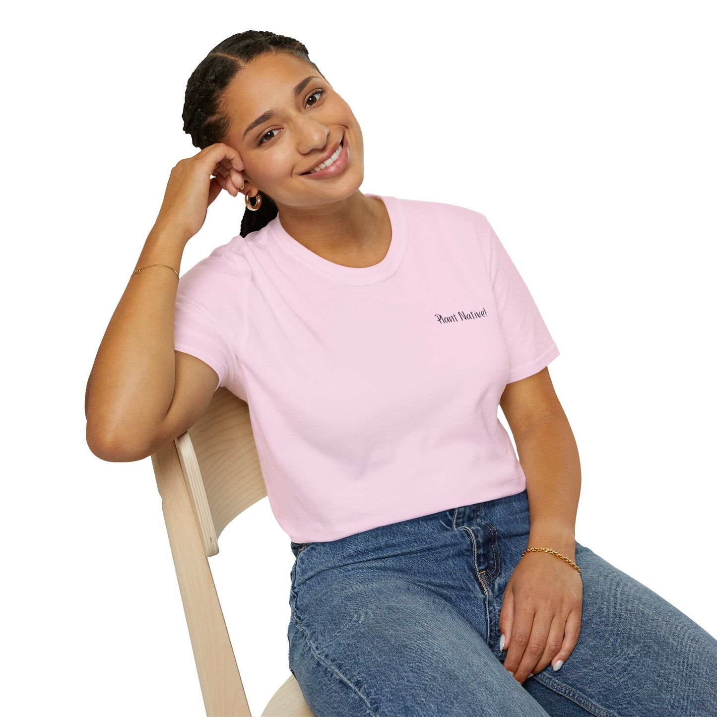 Unisex Softstyle T-Shirt I Love Native Plants, Asters (Back)