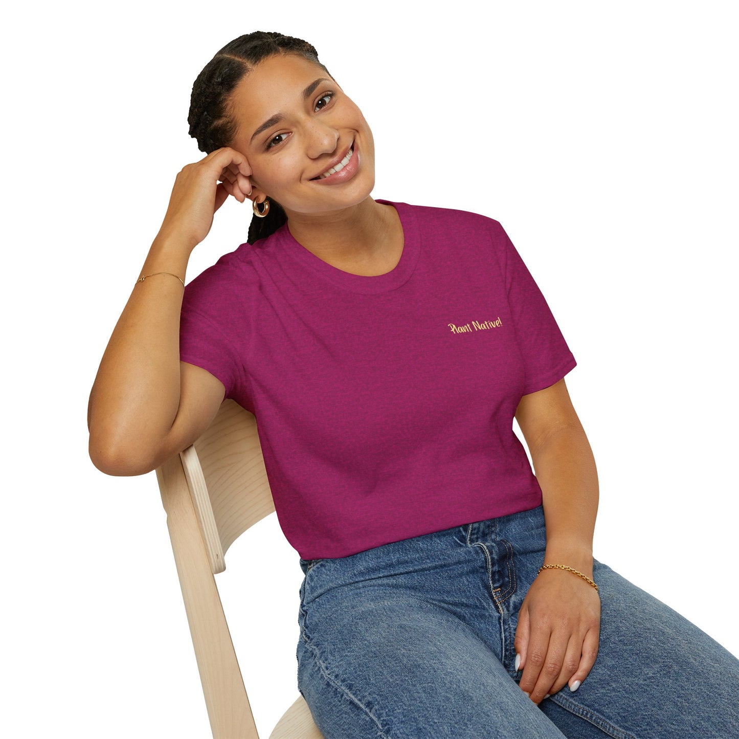 Unisex Softstyle T-Shirt I Love Native Plants, Asters (Back)