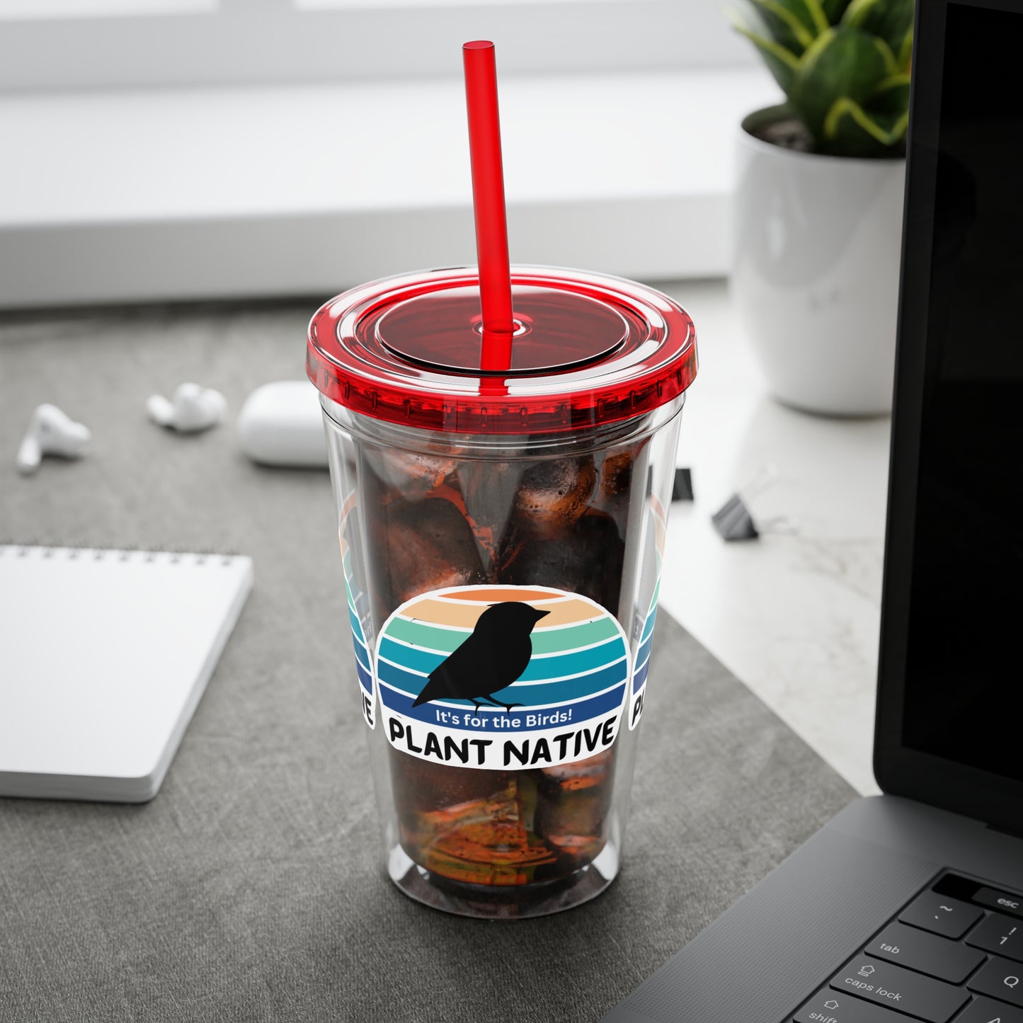 Tumbler with Straw, 16oz, It's For The Birds