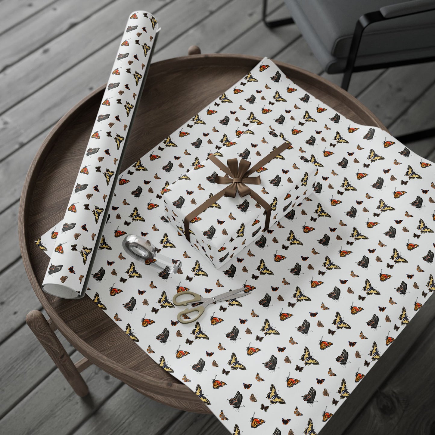 Wrapping Paper, Native Butterflies - White
