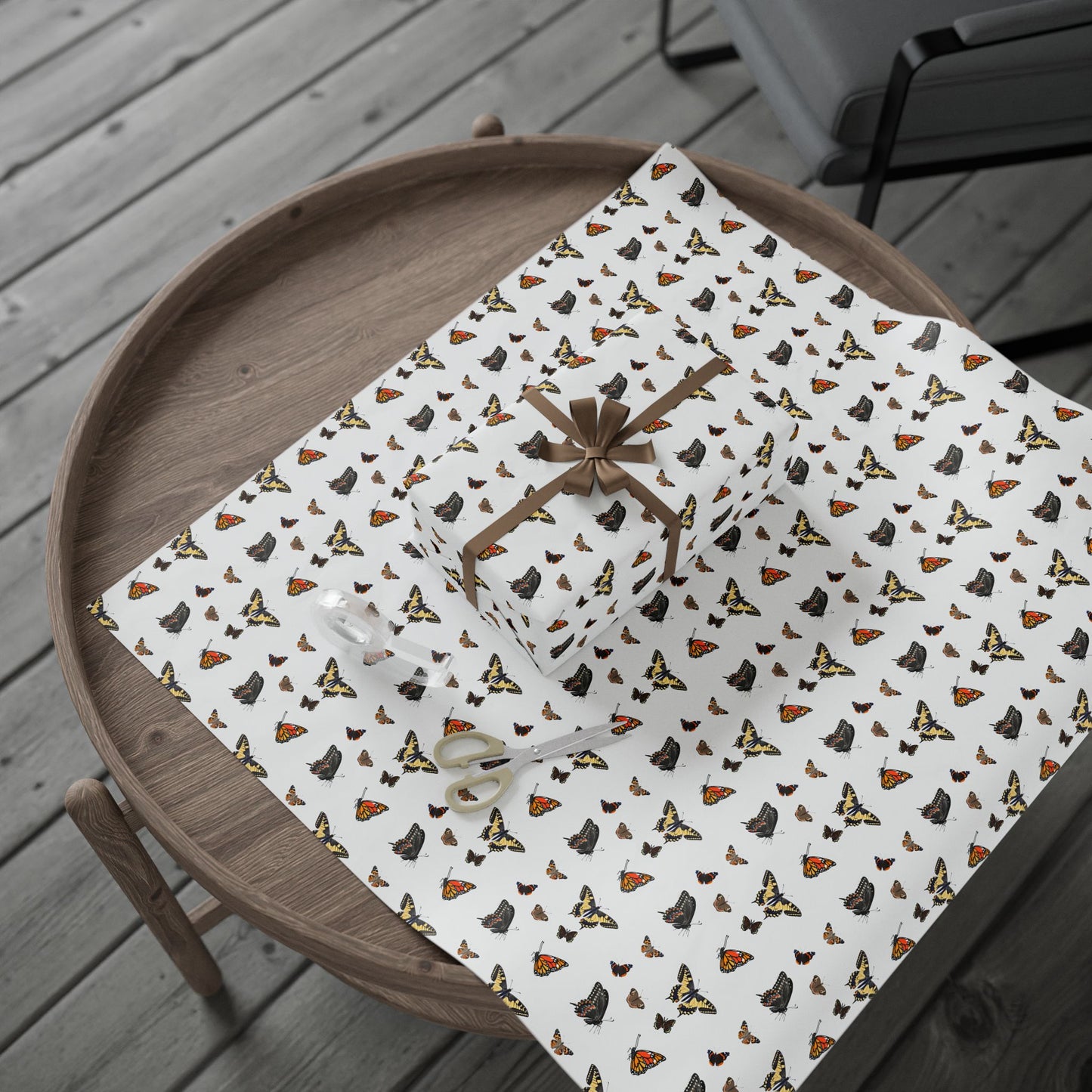 Wrapping Paper, Native Butterflies - White
