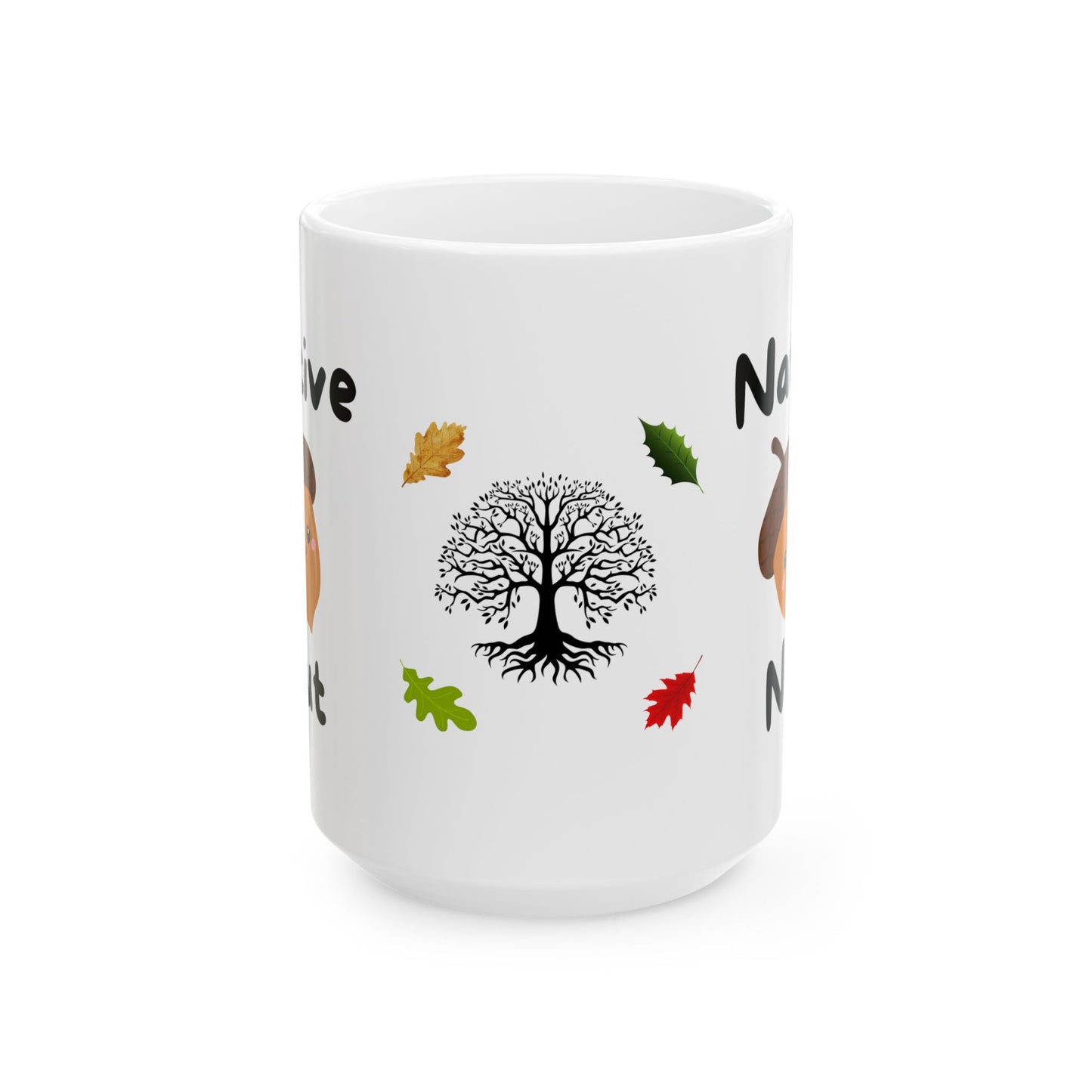 Ceramic Mug, (11oz, 15oz), Native Nut w/Oak Tree