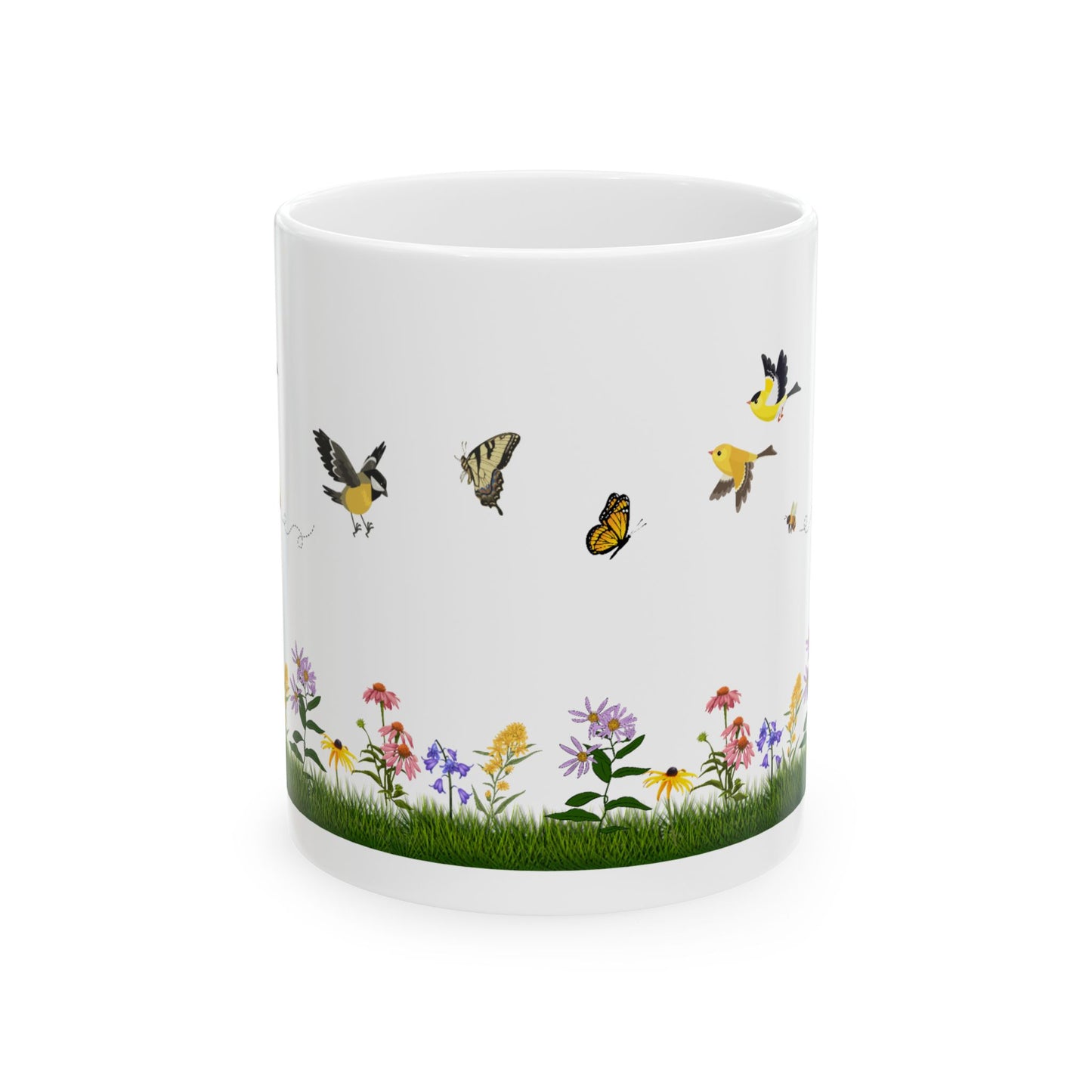 Ceramic Mug, (11oz, 15oz), Native Plants, Birds & Pollinators