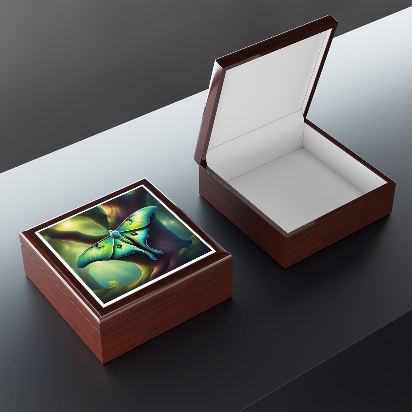 Jewelry Box, Oak & Luna Moth