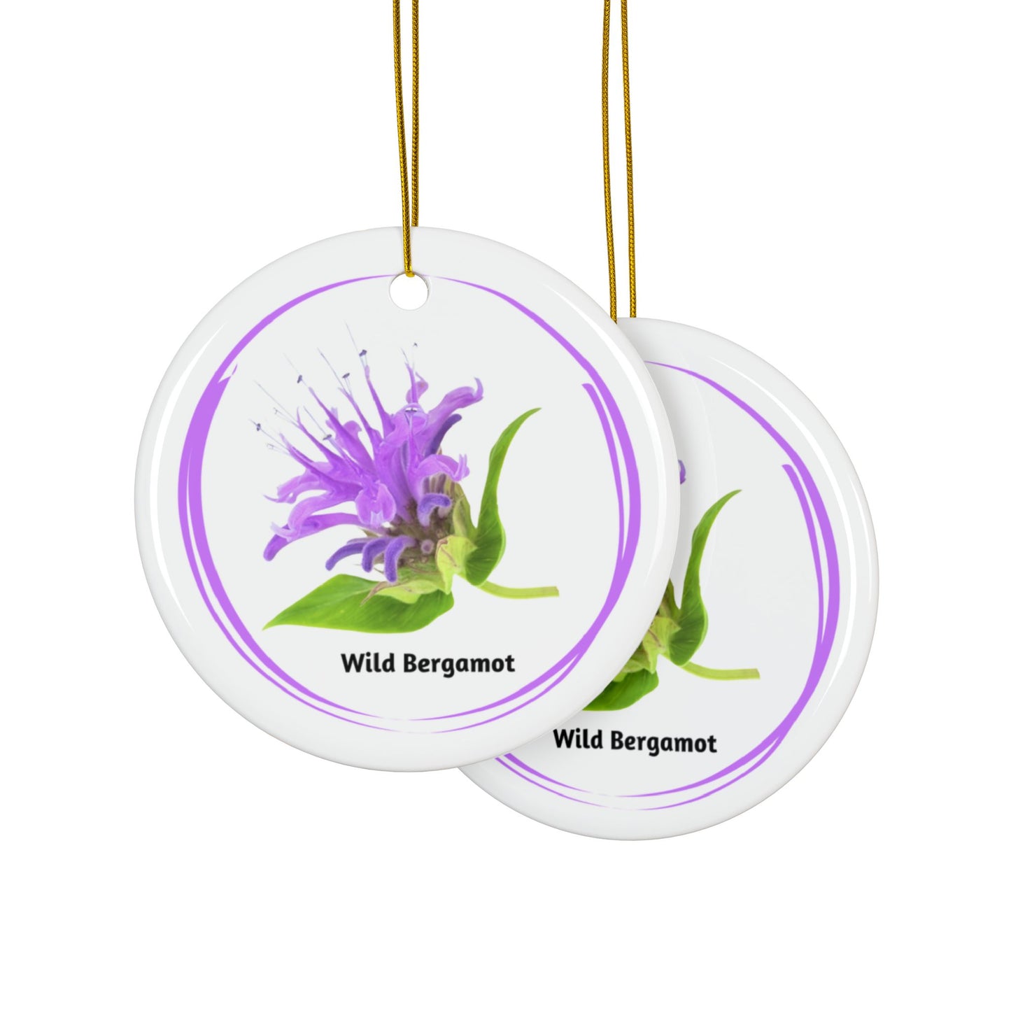Ceramic Ornament, Wild Bergamot, Double-Sided (1pc, 3pcs, 5pcs, 10pcs)