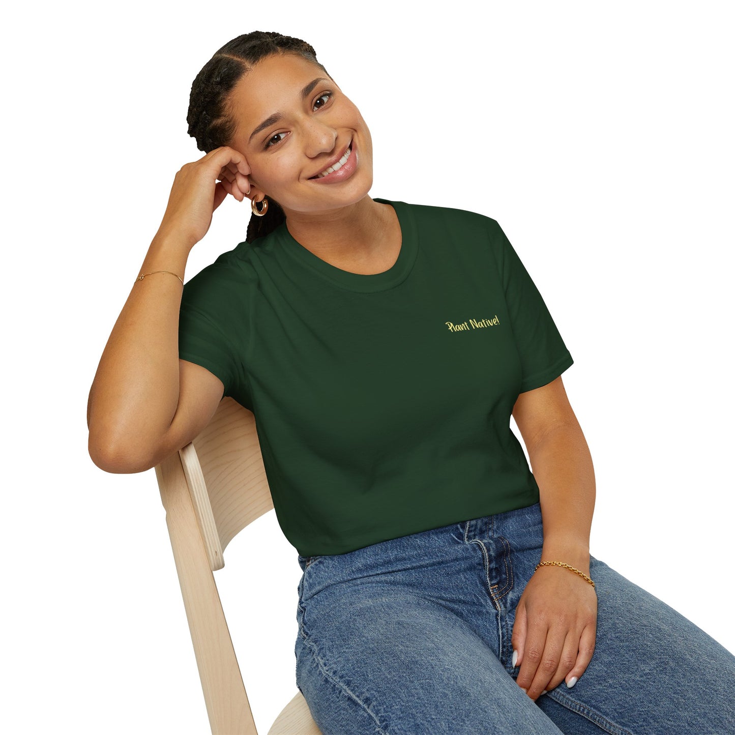 Unisex Softstyle T-Shirt I Love Native Plants, Asters (Back)