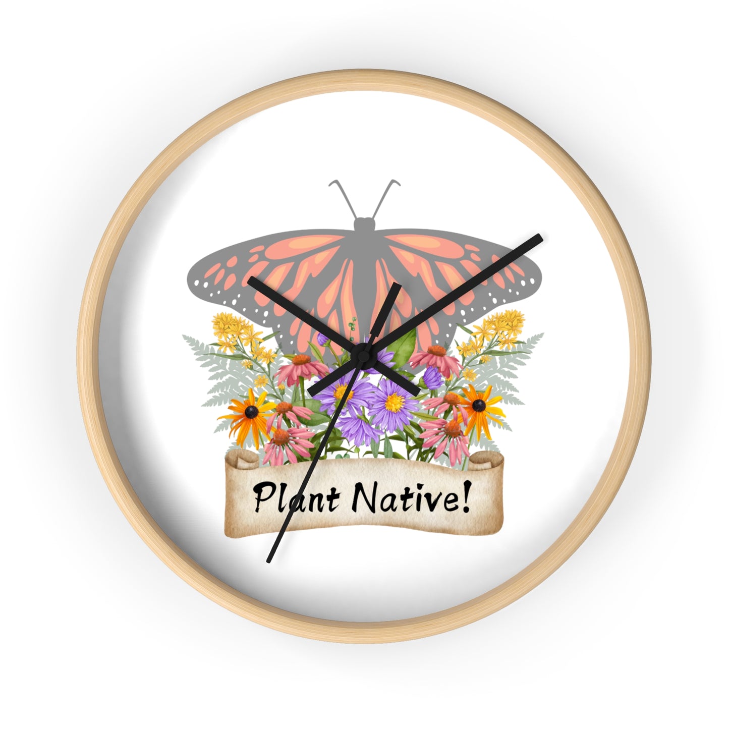 Wall Clock, Monarch Plant Native!