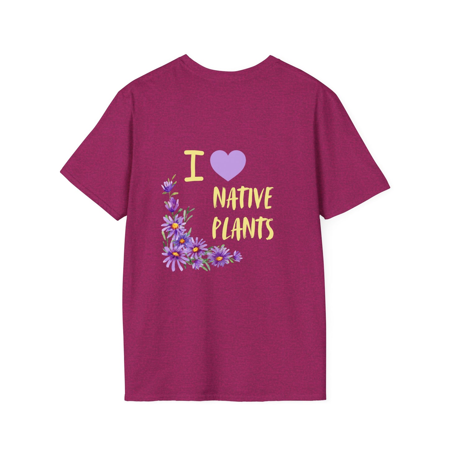 Unisex Softstyle T-Shirt I Love Native Plants, Asters (Back)