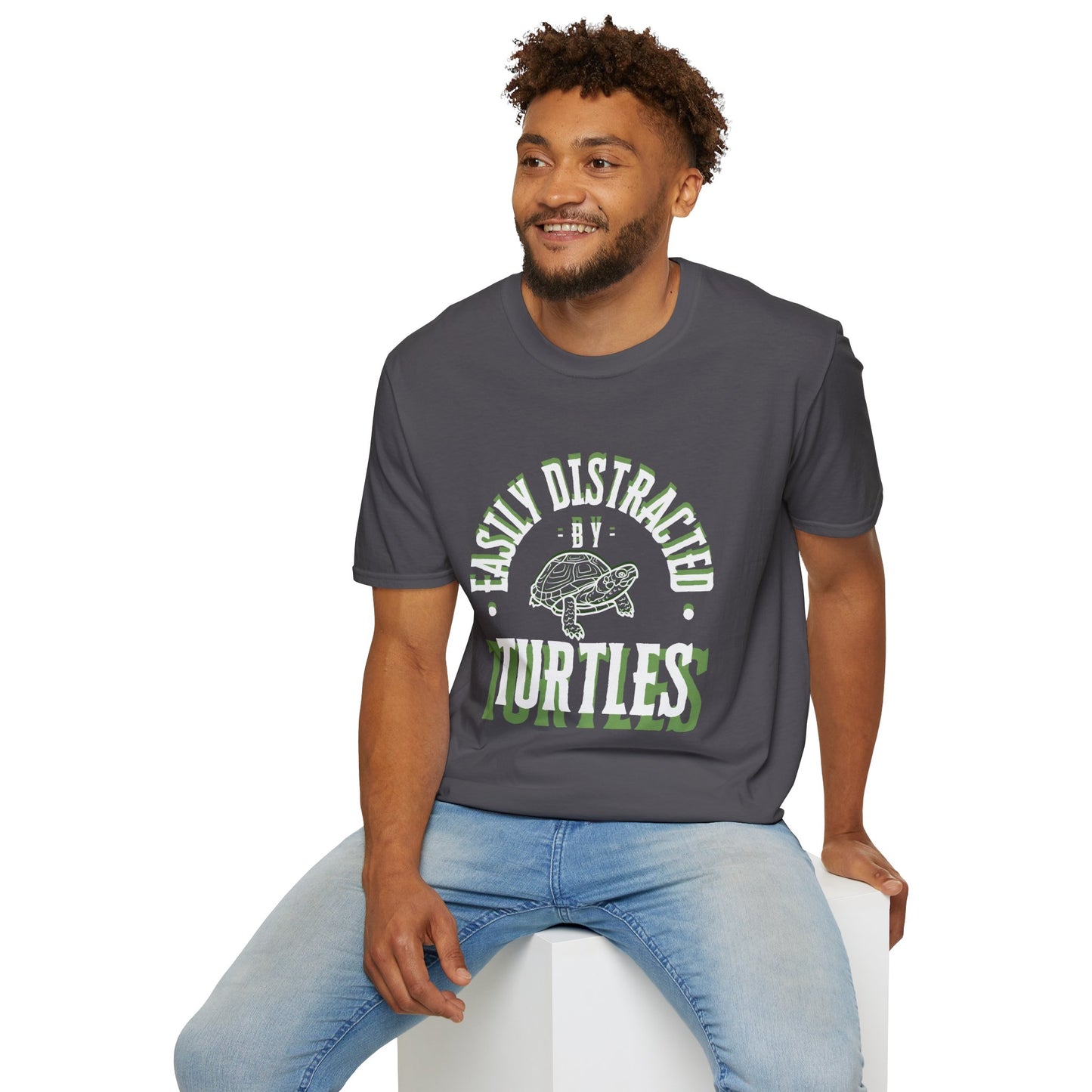 Unisex Softstyle T-Shirt, Distracted by Turtles