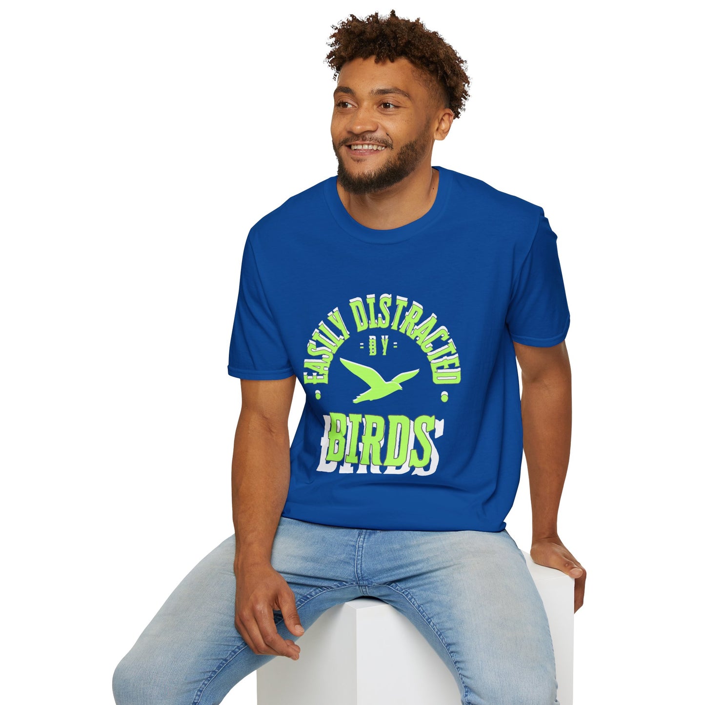 Unisex Softstyle T-Shirt, Distracted by Birds, Soaring