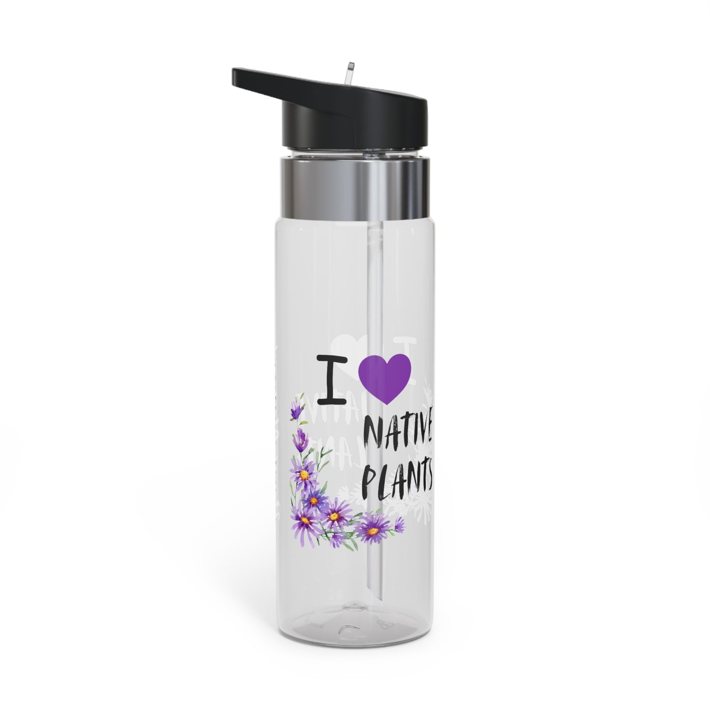 Sport Bottle, 20oz, I Love Native Plants, Asters