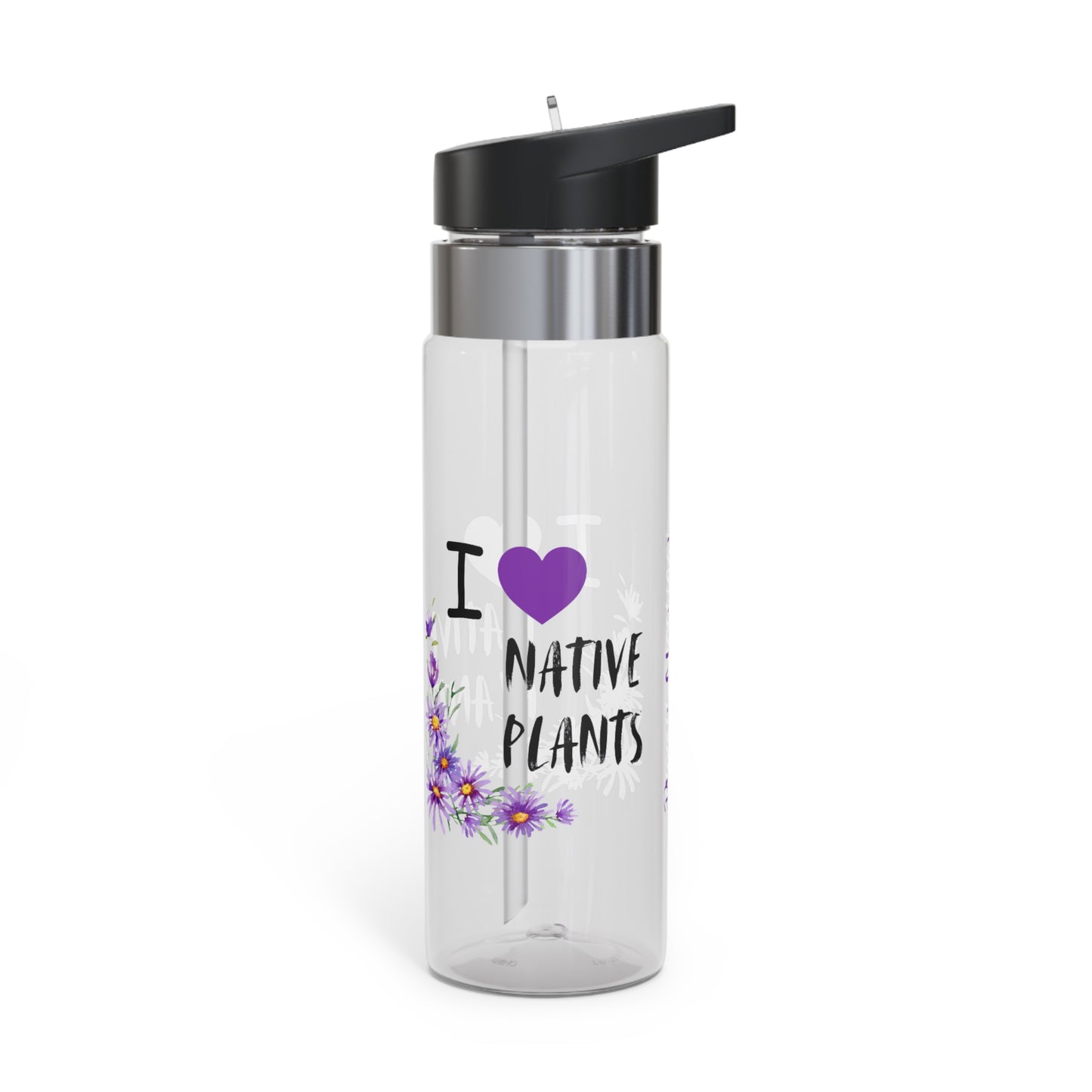 Sport Bottle, 20oz, I Love Native Plants, Asters