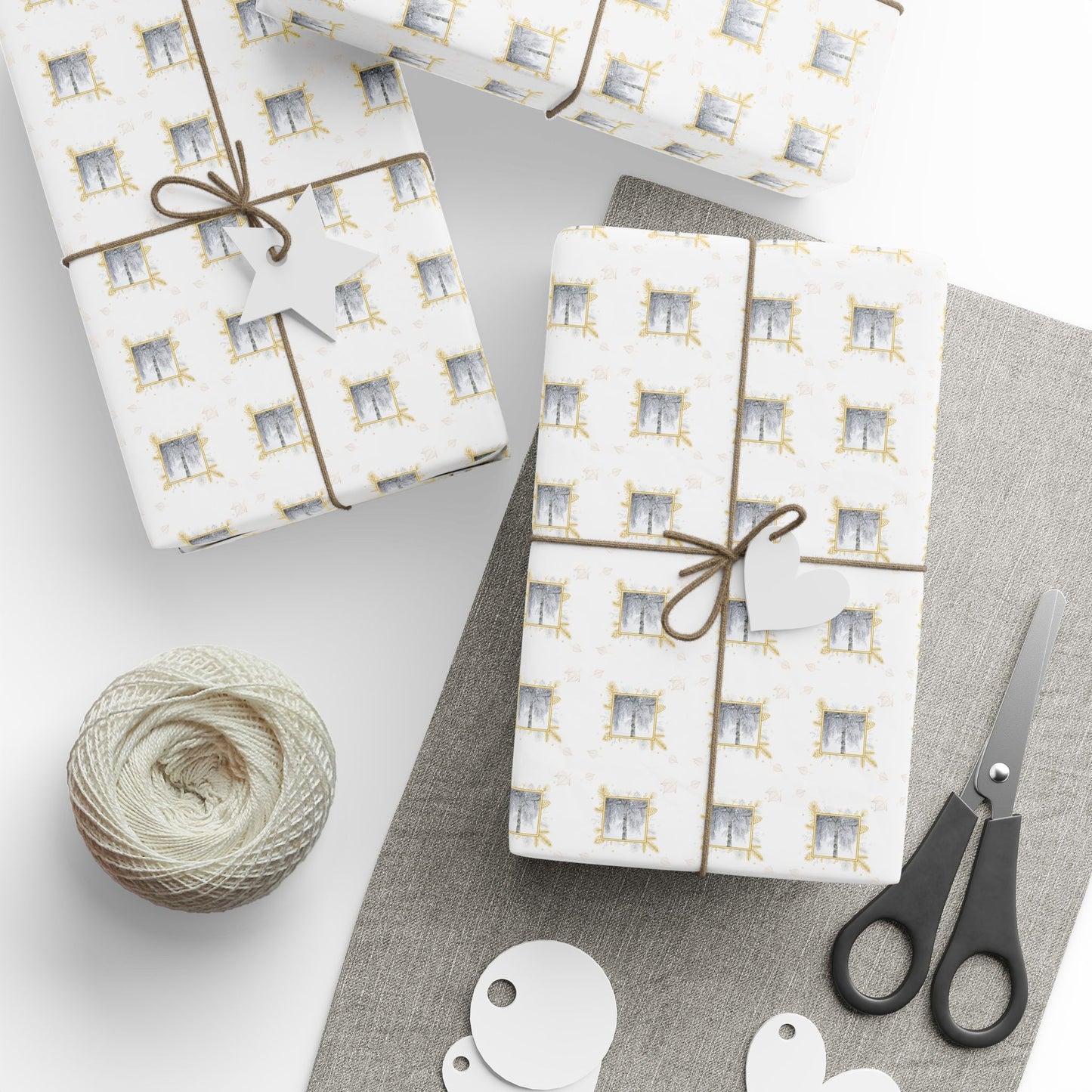 Wrapping Paper, Icy Birch - White