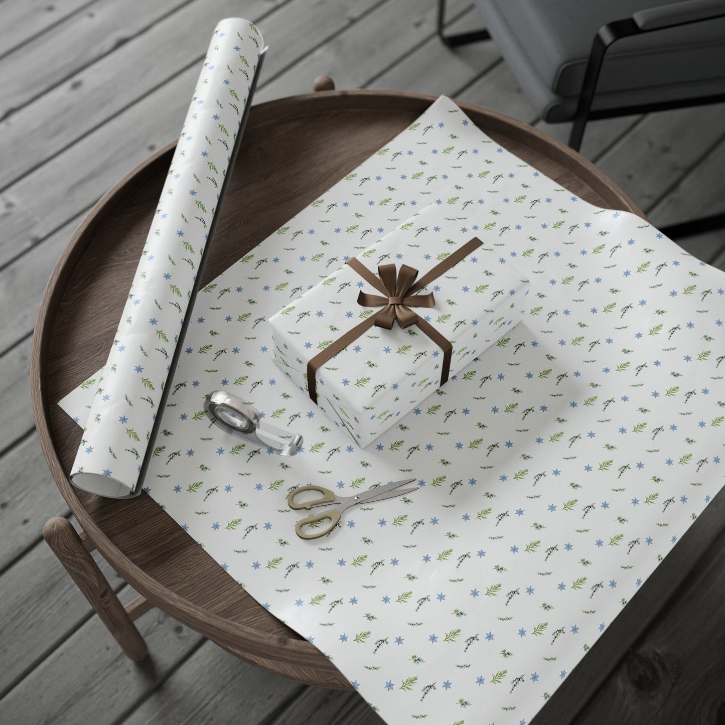 Wrapping Paper, Juniper Berry - White