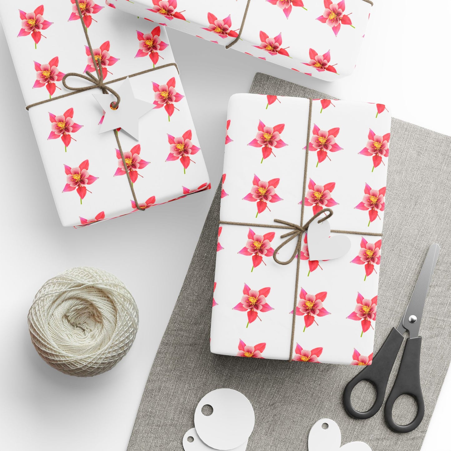 Wrapping Paper, Wild Columbine - White