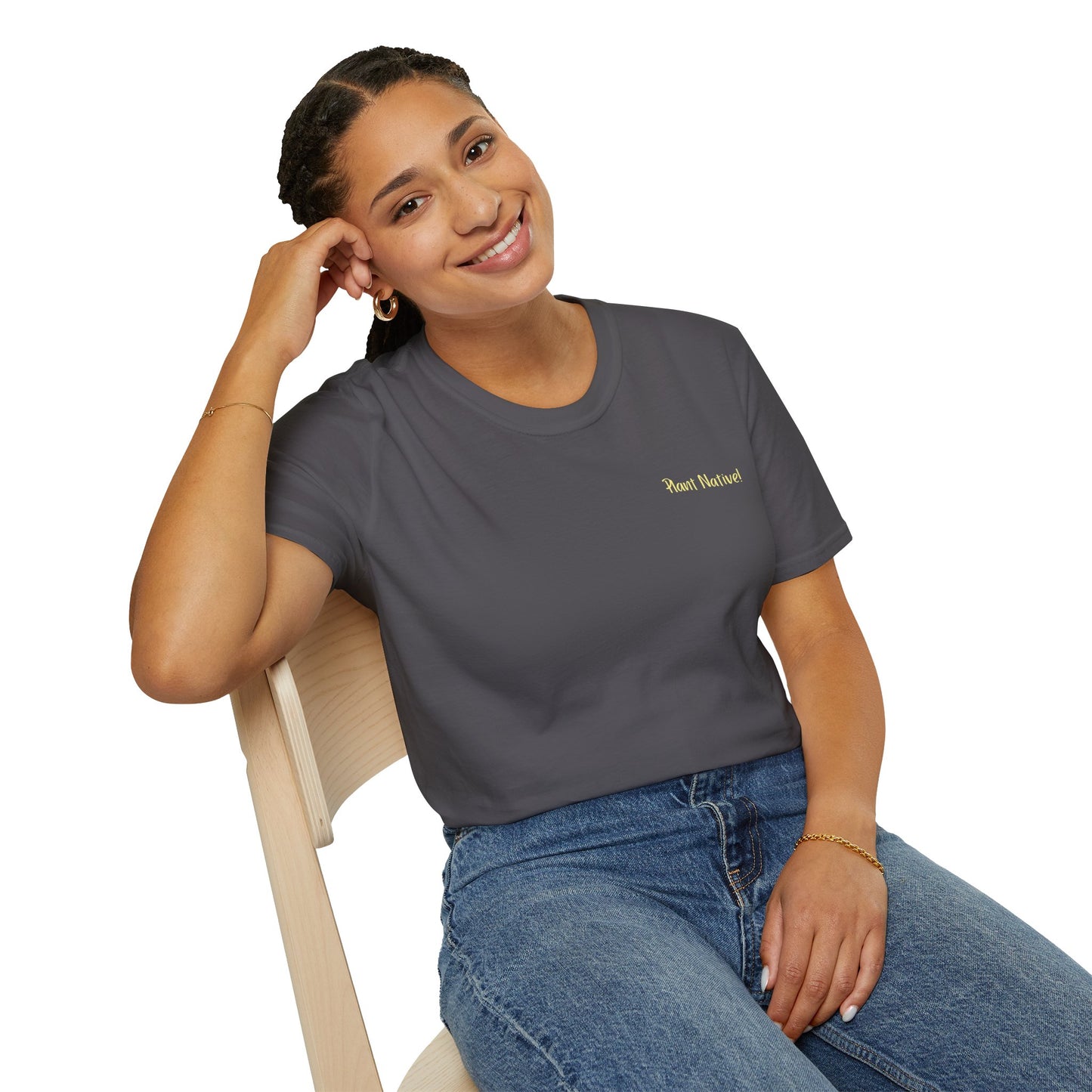 Unisex Softstyle T-Shirt I Love Native Plants, Asters (Back)