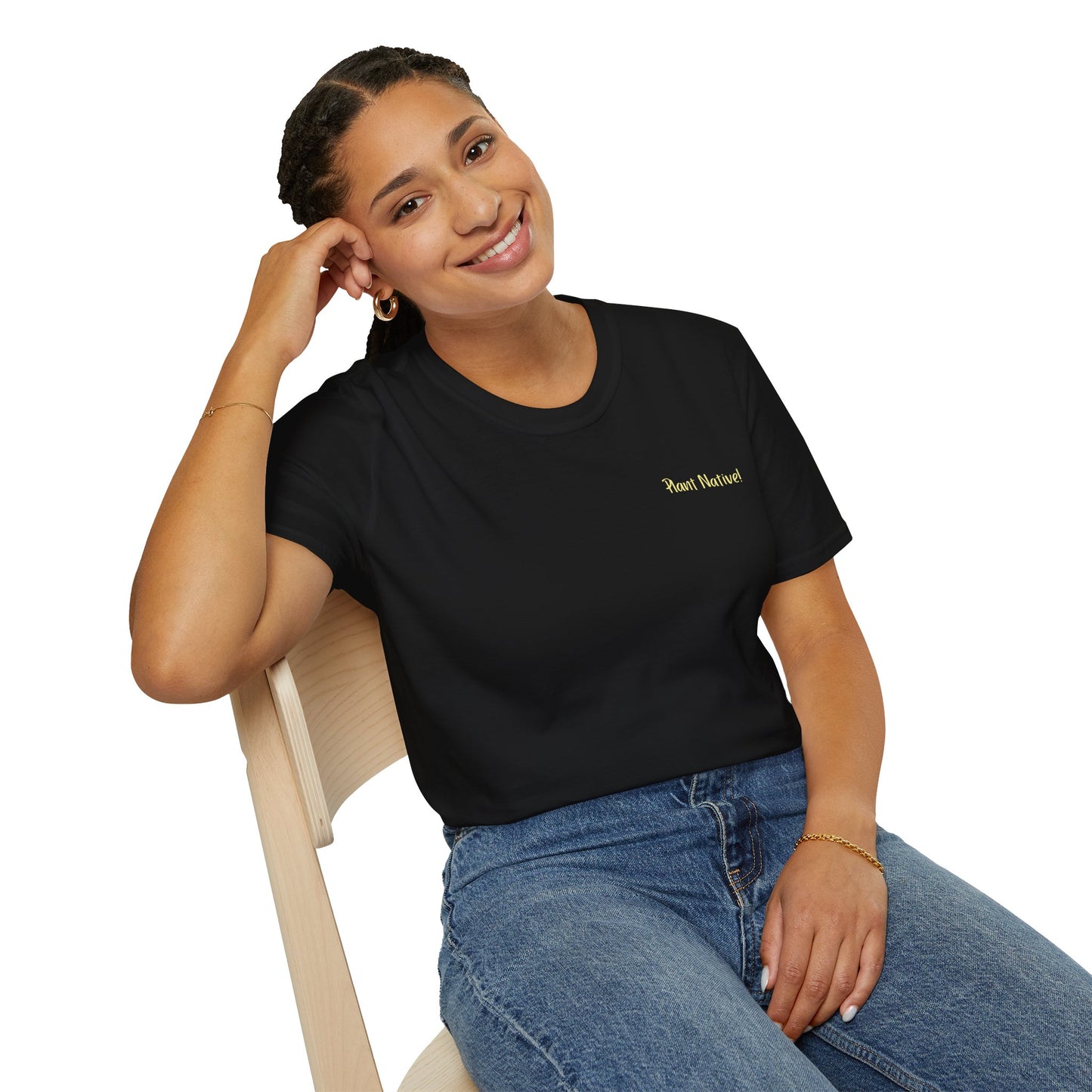 Unisex Softstyle T-Shirt I Love Native Plants, Asters (Back)