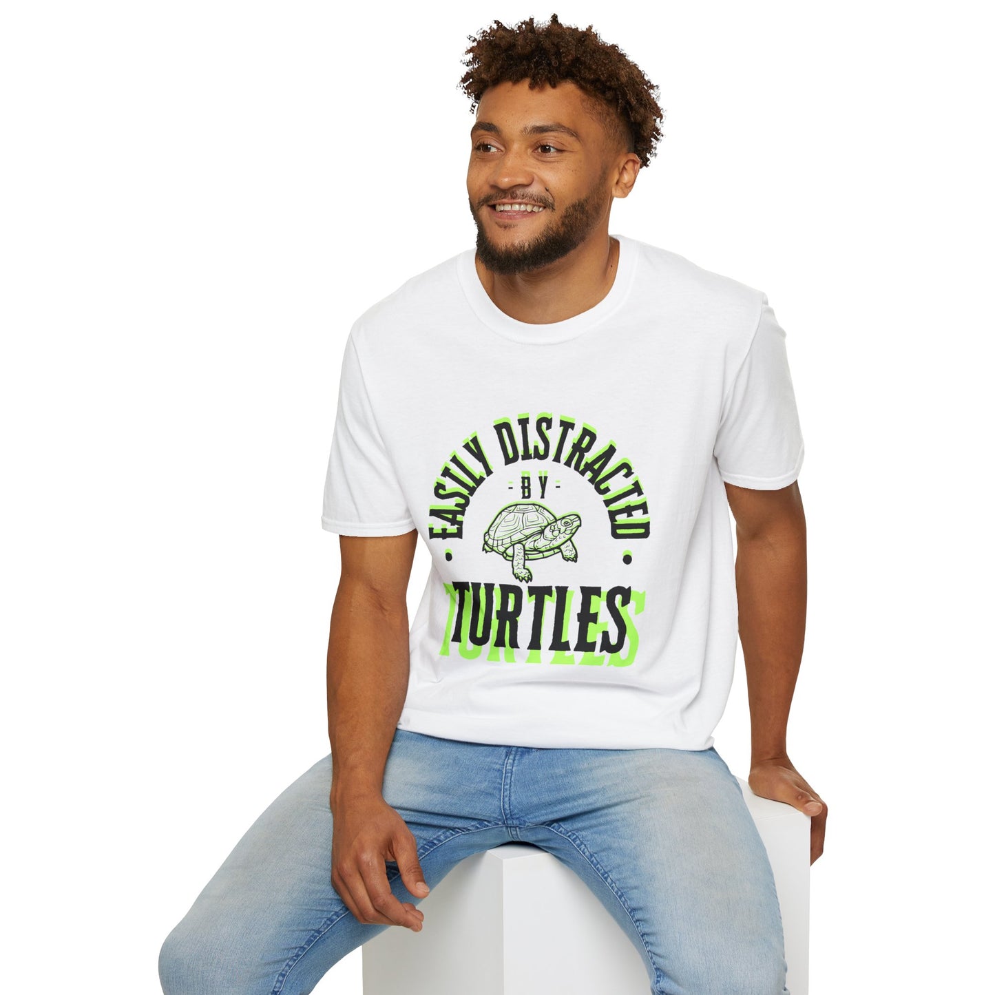 Unisex Softstyle T-Shirt, Distracted by Turtles