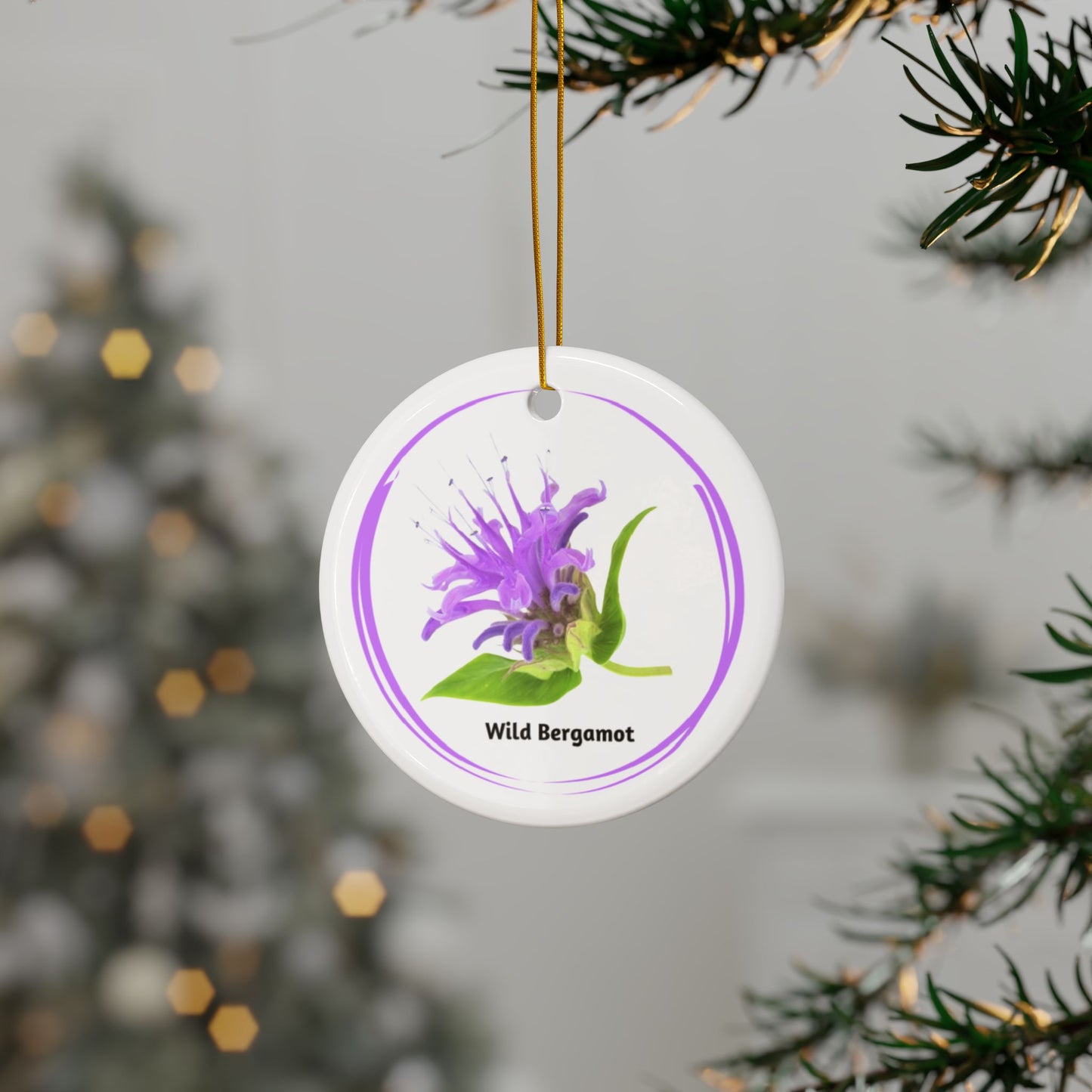 Ceramic Ornament, Wild Bergamot, Double-Sided (1pc, 3pcs, 5pcs, 10pcs)
