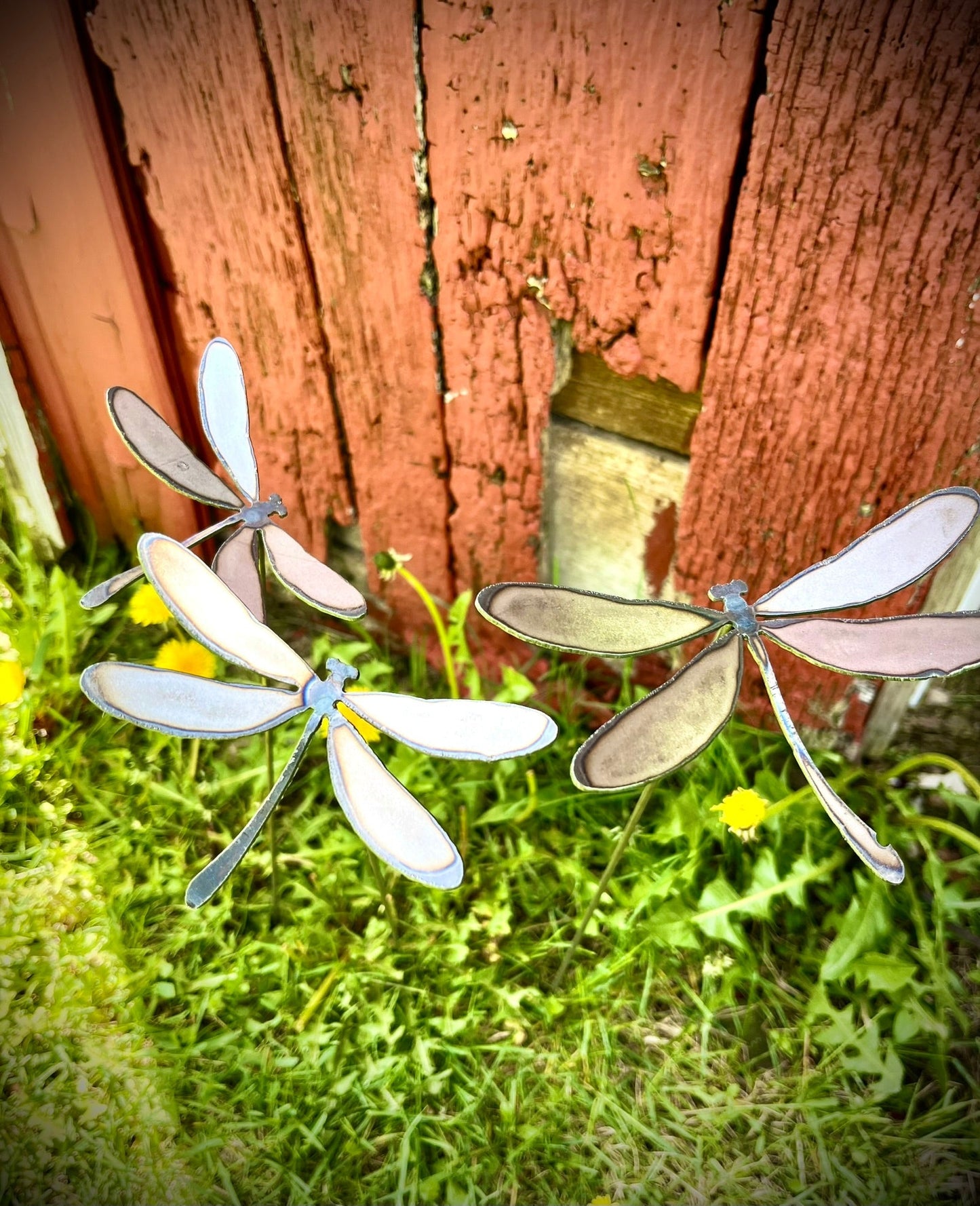 3-Pack Metal Dragonfly Garden Stakes
