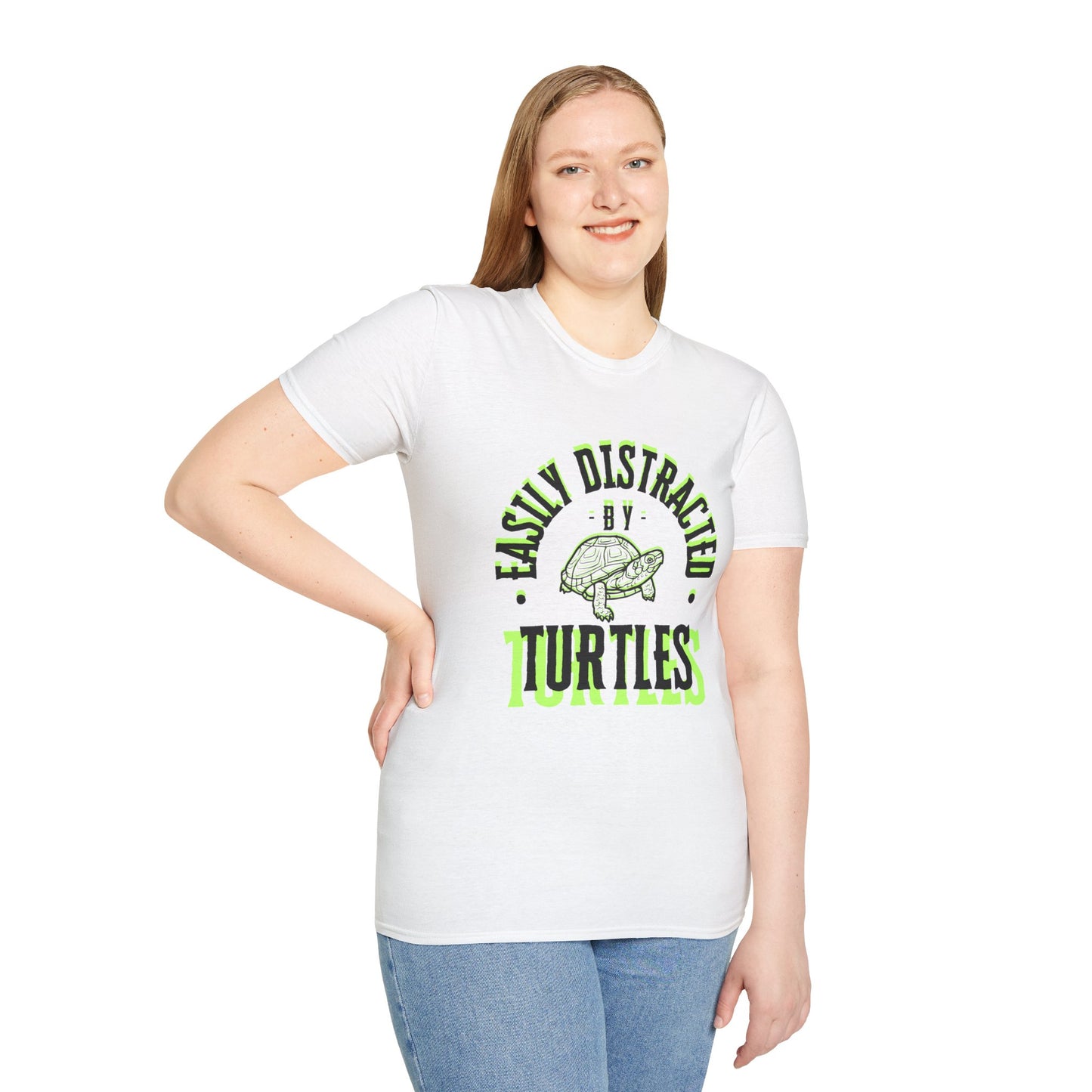 Unisex Softstyle T-Shirt, Distracted by Turtles