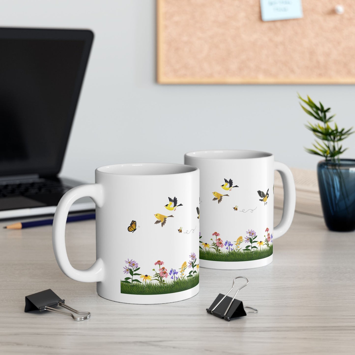 Ceramic Mug, (11oz, 15oz), Native Plants, Birds & Pollinators