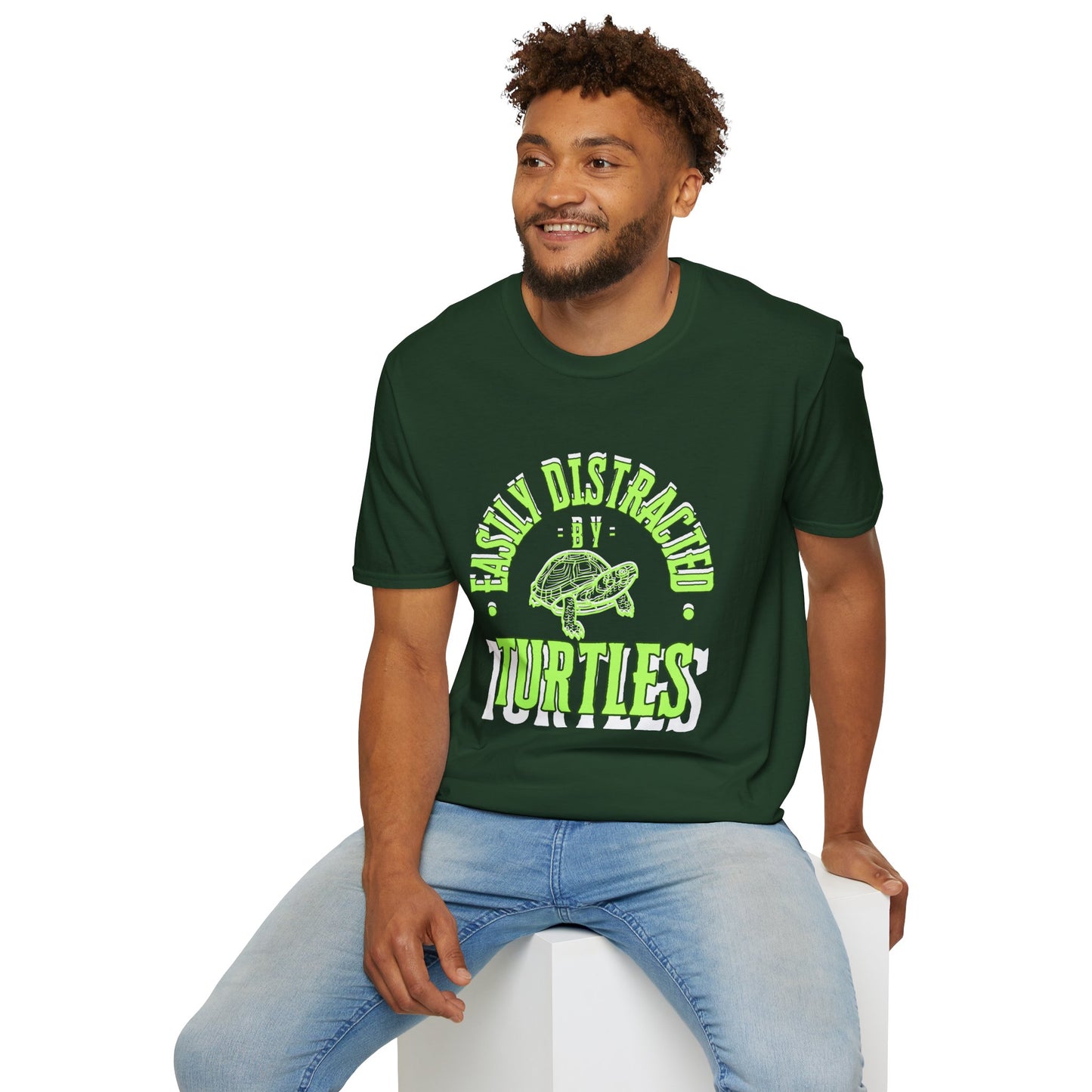 Unisex Softstyle T-Shirt, Distracted by Turtles