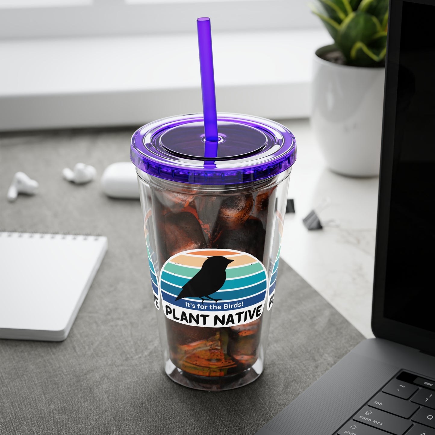 Tumbler with Straw, 16oz, It's For The Birds