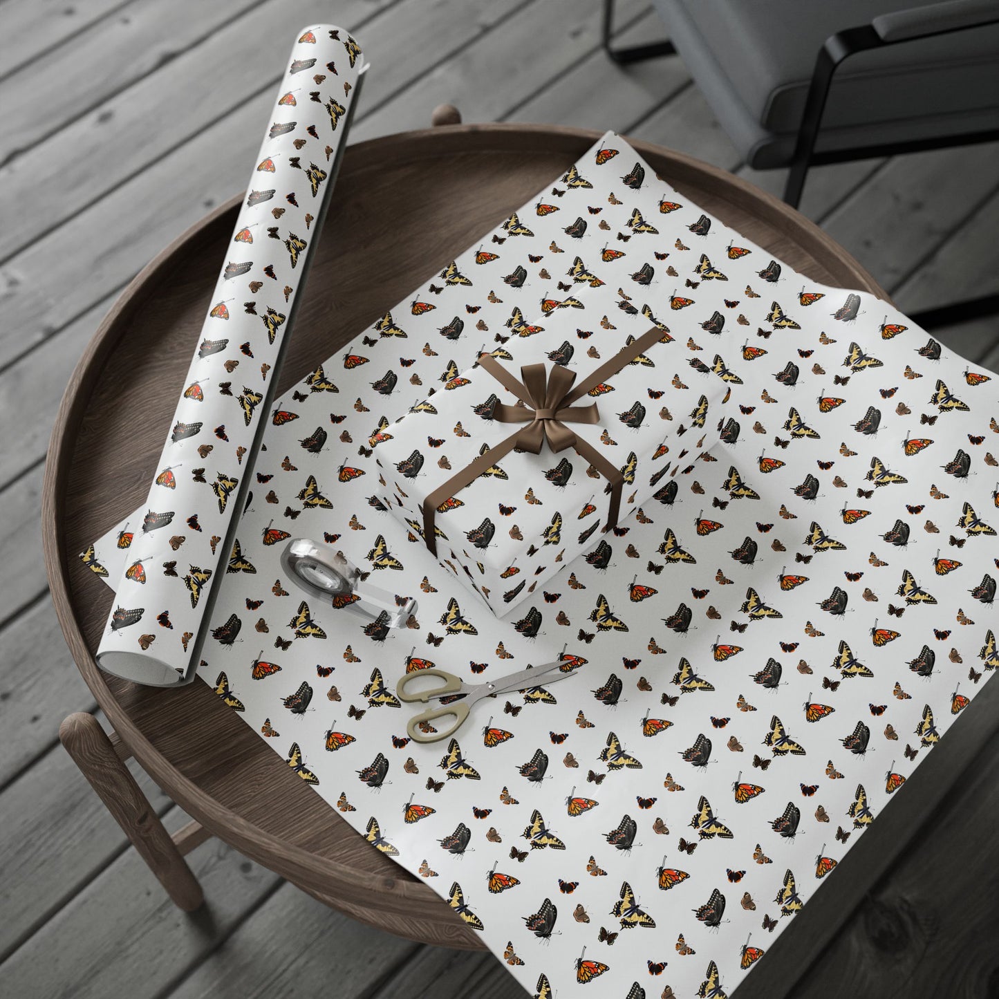 Wrapping Paper, Native Butterflies - White