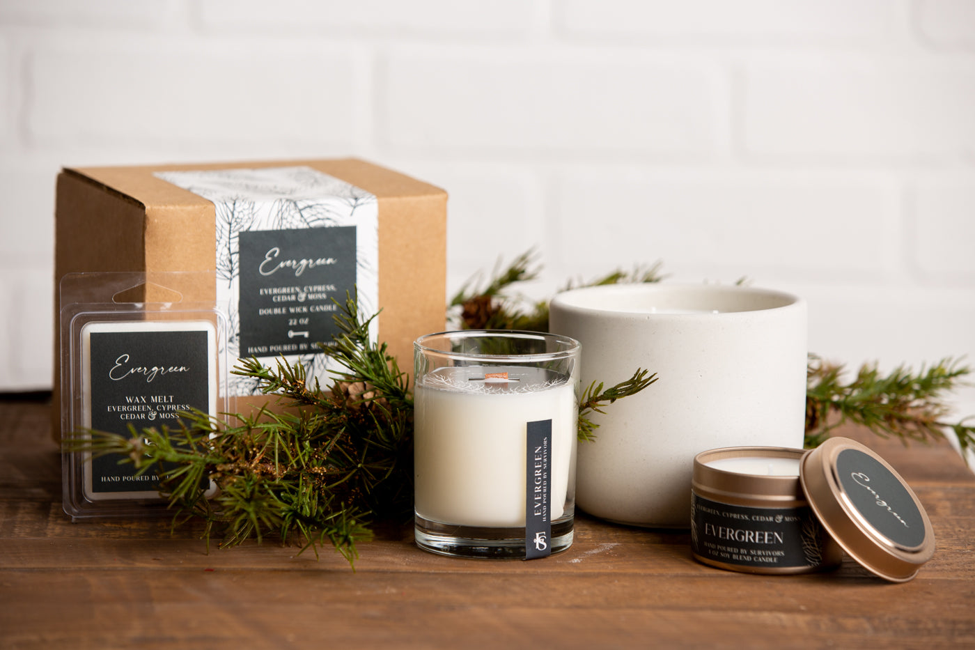 Evergreen Tin Candle