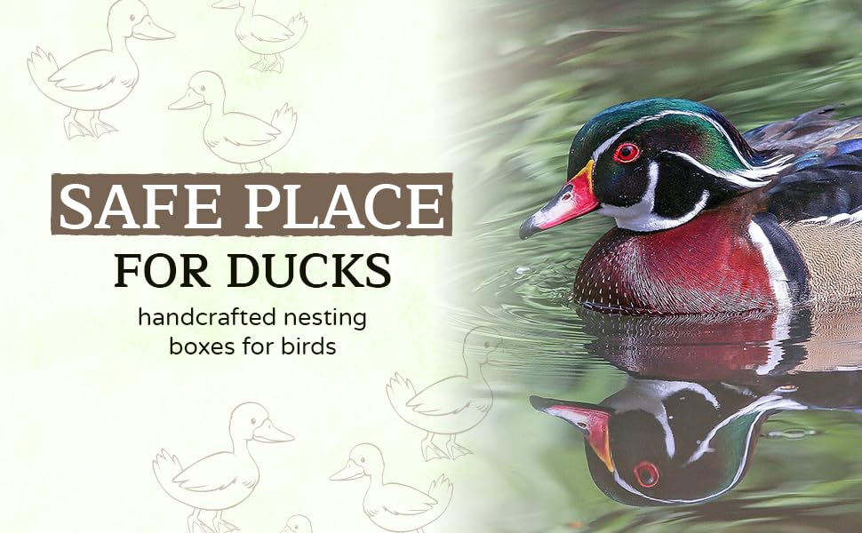 Made in USA, Premium Pine Wood Duck House, Ready to Install Nesting Box for Wood Ducks and Hooded Mergansers