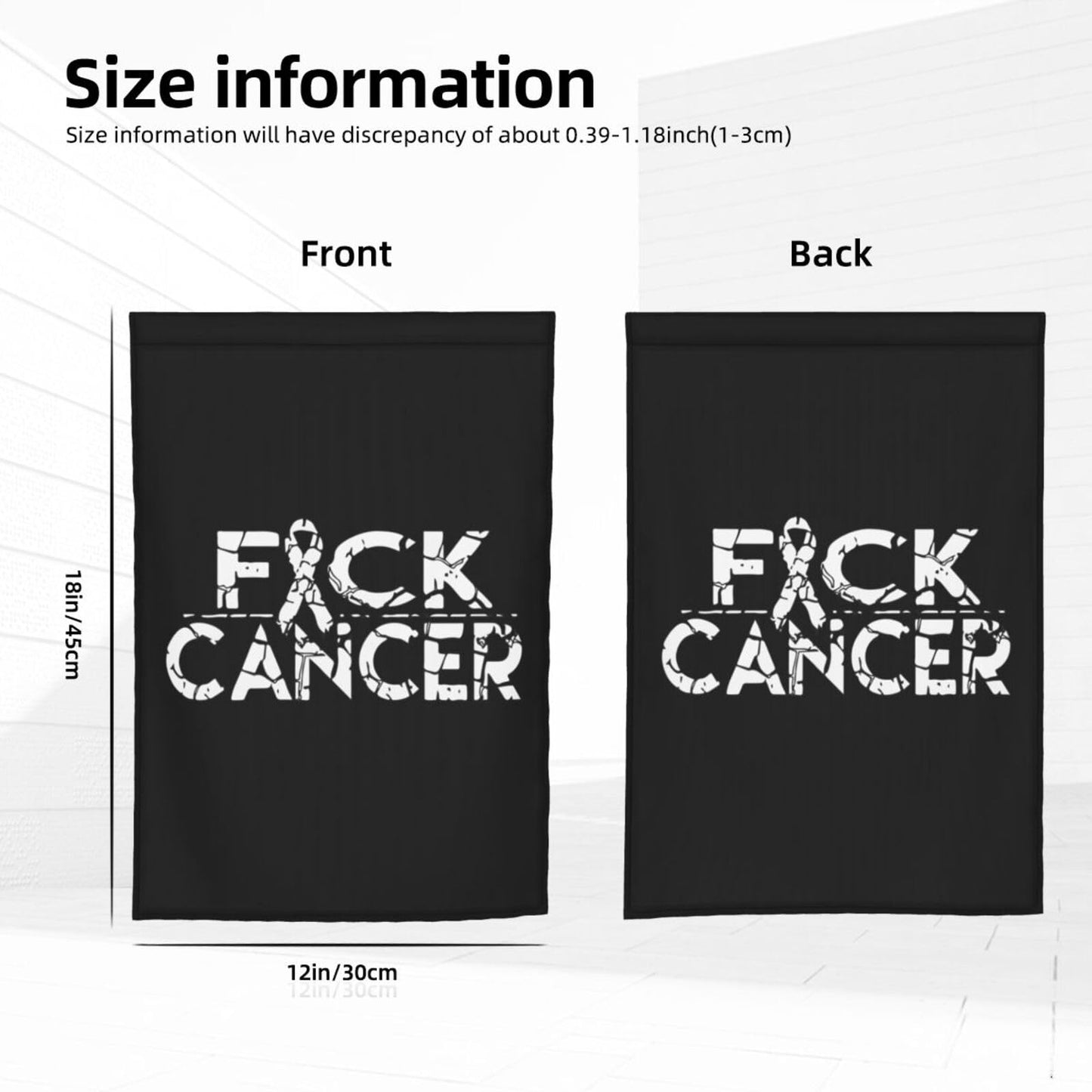 Fuck Cancer Garden Yard Flag 12"x 18" Welcome House Flag Banners for Patio Lawn Outdoor Home Decor
