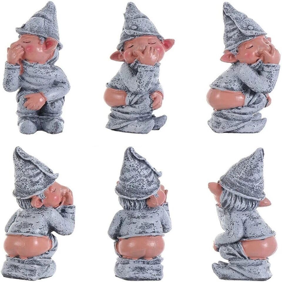 THE PERFECT PART Gnome Decor - Funny Pooping Mini Gnome Statue, Naughty Resin Garden Gnome for Decor, Naked Miniature Dwarf Gnome Figurine for Home Garden Ornament, Funny Lawn Gnome Statue