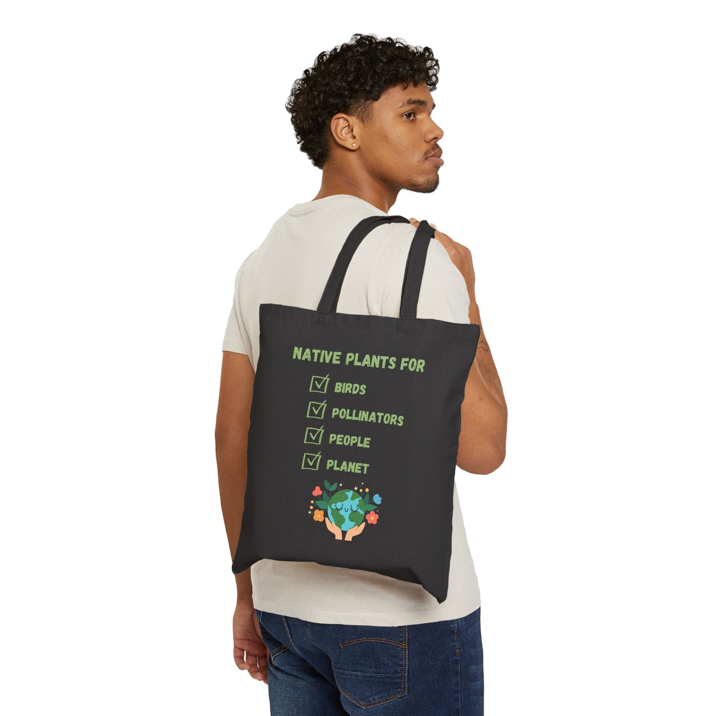Tote Bag, Canvas, Native Plants for Birds, Pollinators, People, Planet