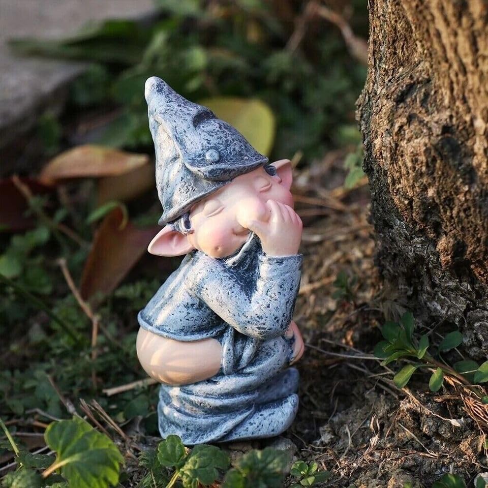 THE PERFECT PART Gnome Decor - Funny Pooping Mini Gnome Statue, Naughty Resin Garden Gnome for Decor, Naked Miniature Dwarf Gnome Figurine for Home Garden Ornament, Funny Lawn Gnome Statue