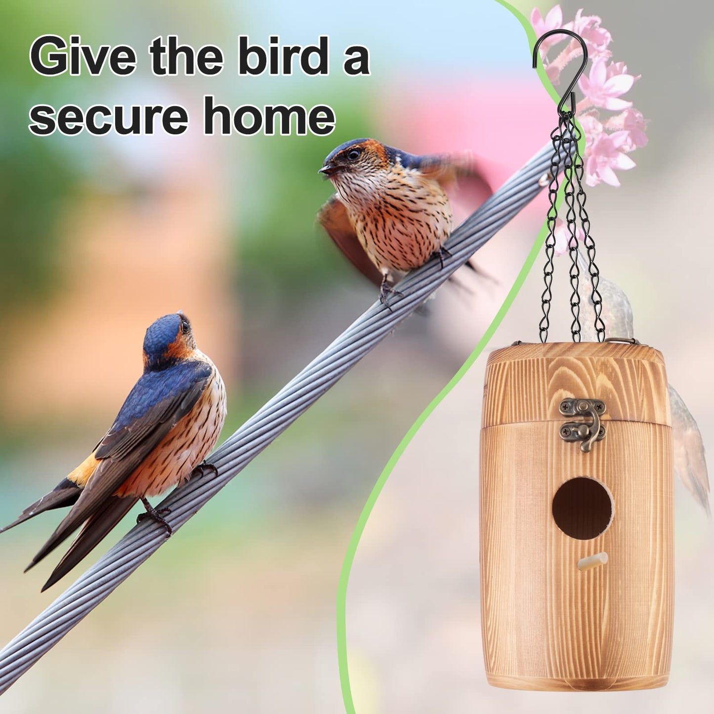 HYFPPET Hummingbird Houses,Bird Houses for Outside Hanging Wooden Wren House for Nesting Chickadee Birdhouse DIY Crafts Gift Garden Decorative Hanging Bird House for Outdoors6.7x3.95”…
