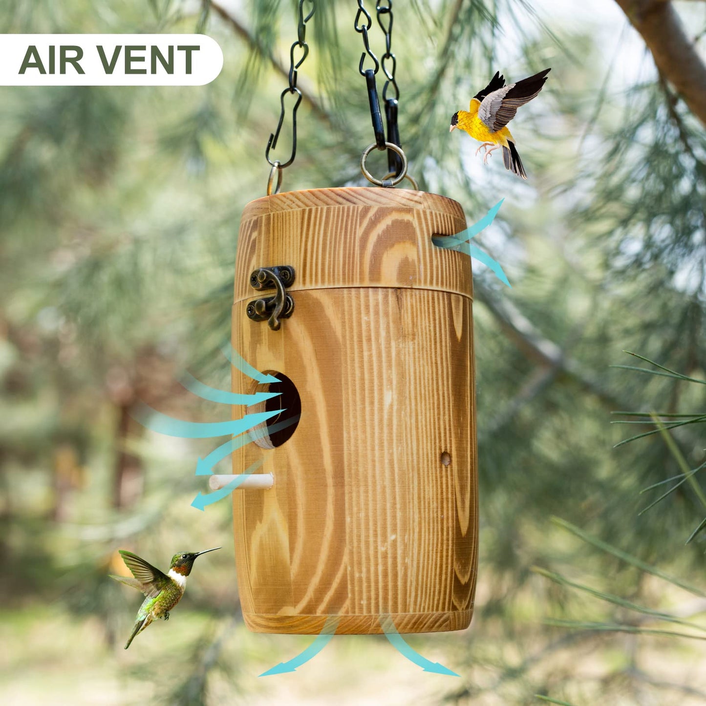 HYFPPET Hummingbird Houses,Bird Houses for Outside Hanging Wooden Wren House for Nesting Chickadee Birdhouse DIY Crafts Gift Garden Decorative Hanging Bird House for Outdoors6.7x3.95”…