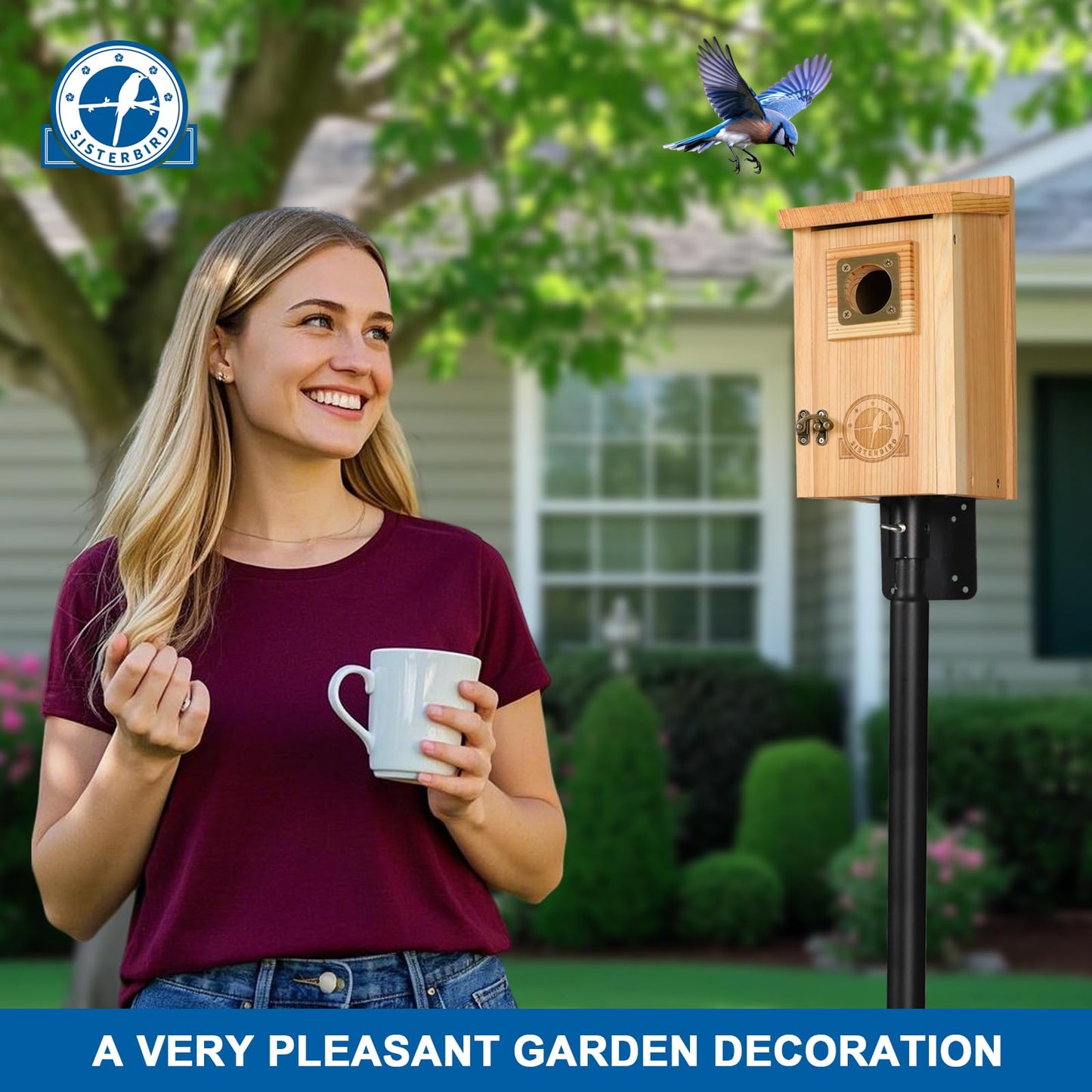 SISTERBIRD 2 Pack Bird Houses for Outside Clearance with Copper Guard, Cedar Bird House Outdoor, Bluebird Finch Swallow Wren Chickadee Assembly Required