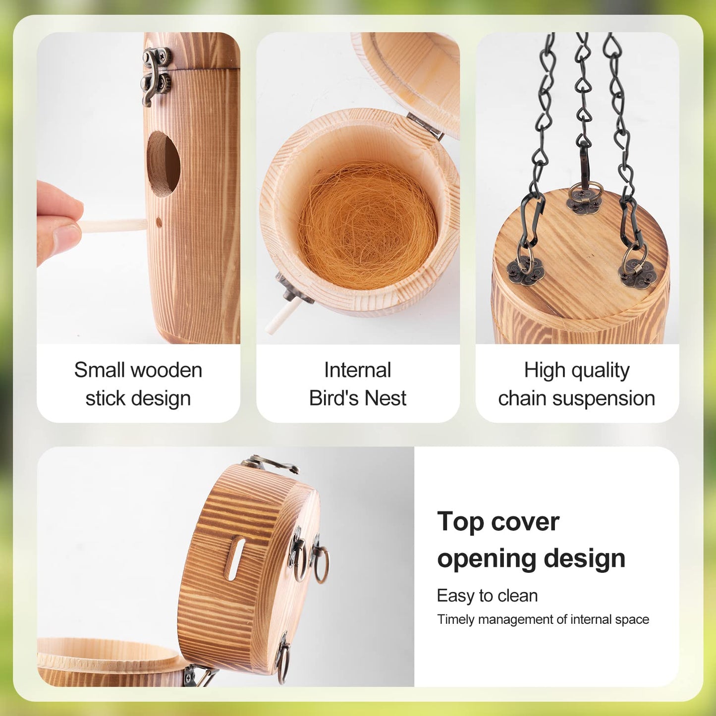 HYFPPET Hummingbird Houses,Bird Houses for Outside Hanging Wooden Wren House for Nesting Chickadee Birdhouse DIY Crafts Gift Garden Decorative Hanging Bird House for Outdoors6.7x3.95”…
