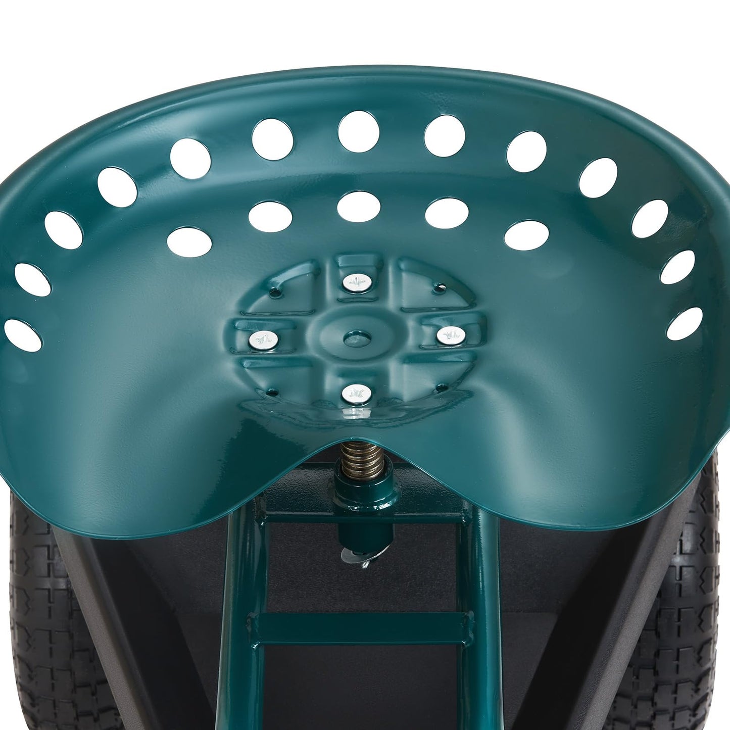 VEVOR Garden Cart Rolling Workseat with Wheels, Gardening Stool for Planting, 360 Degree Swivel Seat, Wagon Scooter with Steering Handle & Utility Tool Tray, Use for Patio, Yard, and Outdoors, Green