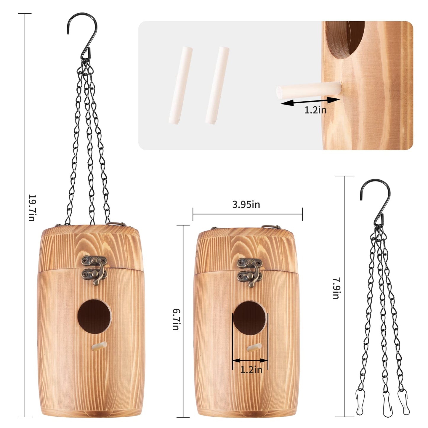 HYFPPET Hummingbird Houses,Bird Houses for Outside Hanging Wooden Wren House for Nesting Chickadee Birdhouse DIY Crafts Gift Garden Decorative Hanging Bird House for Outdoors6.7x3.95”…
