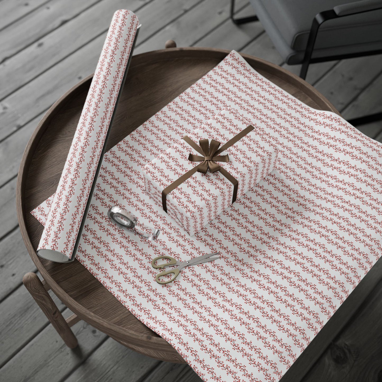 Wrapping Paper, Winterberry - White