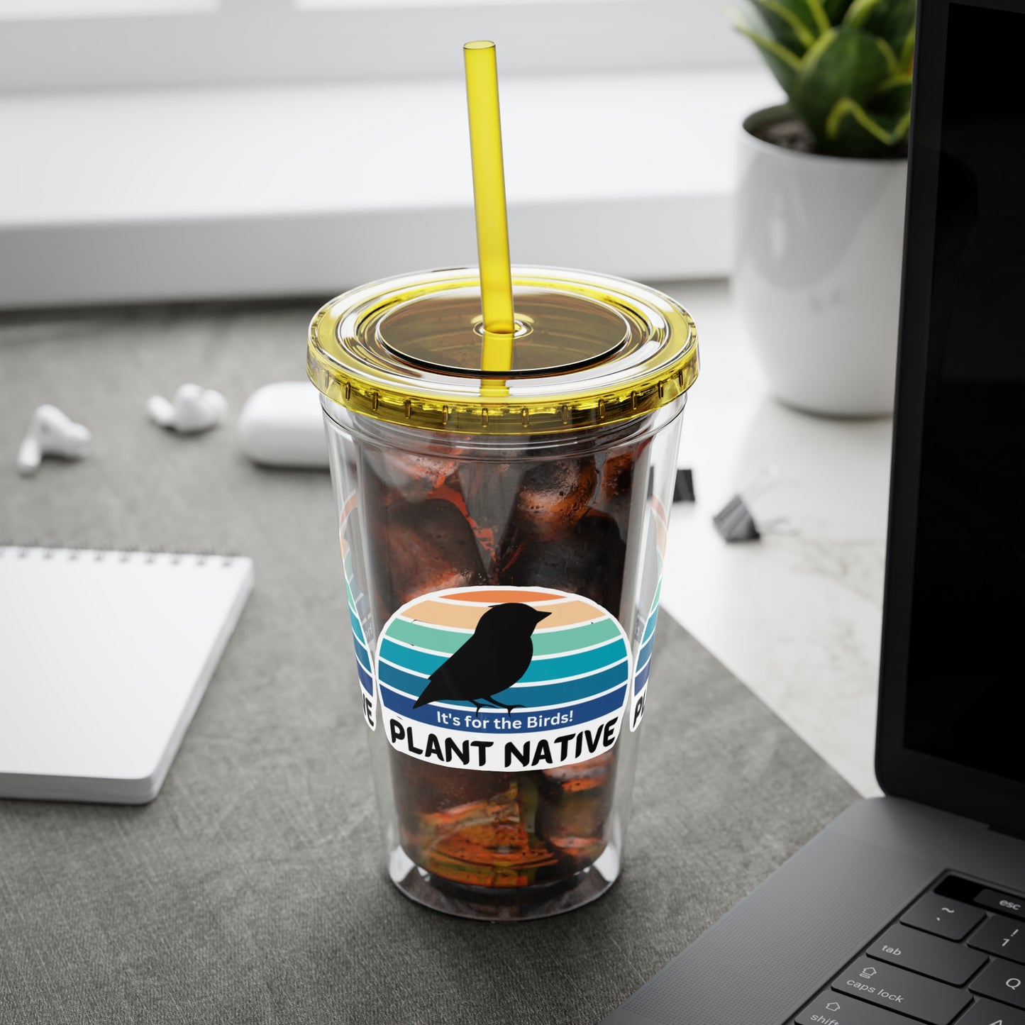 Tumbler with Straw, 16oz, It's For The Birds