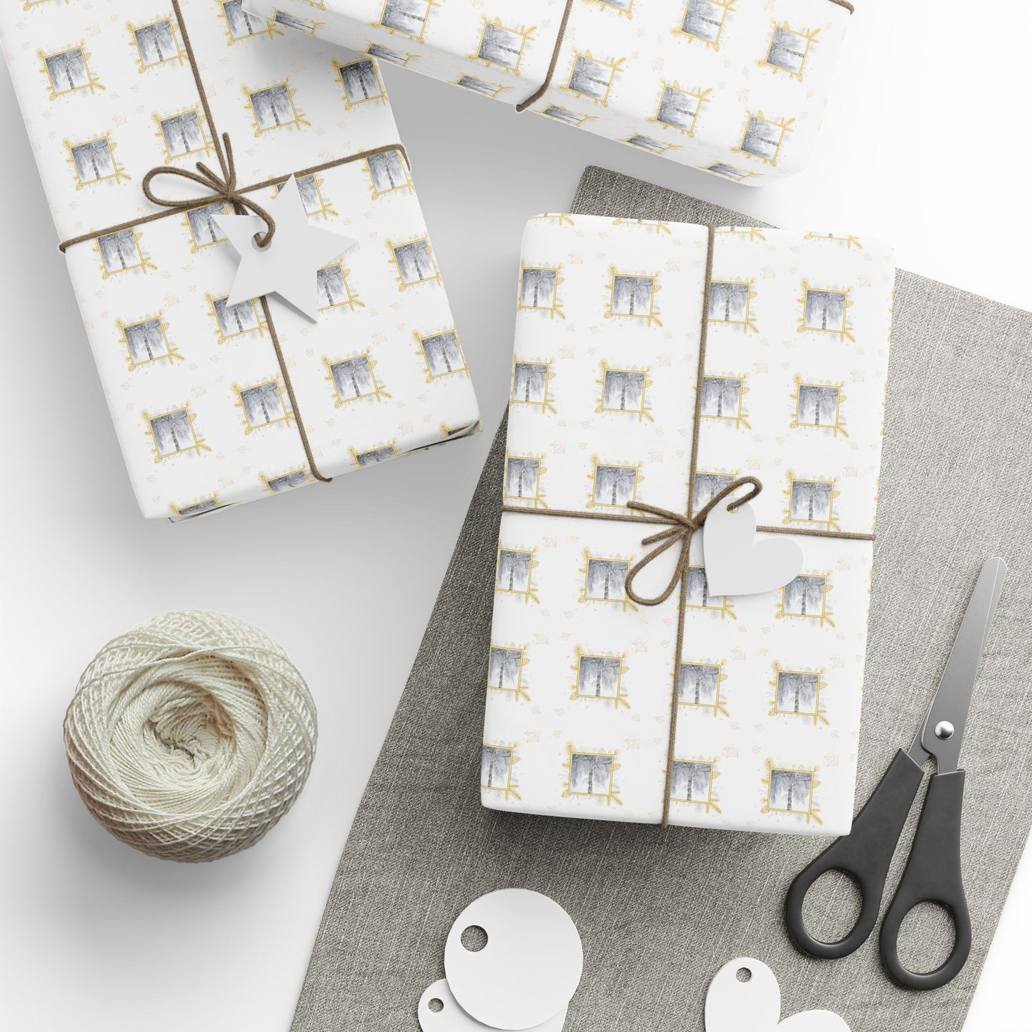 Wrapping Paper, Icy Birch - White
