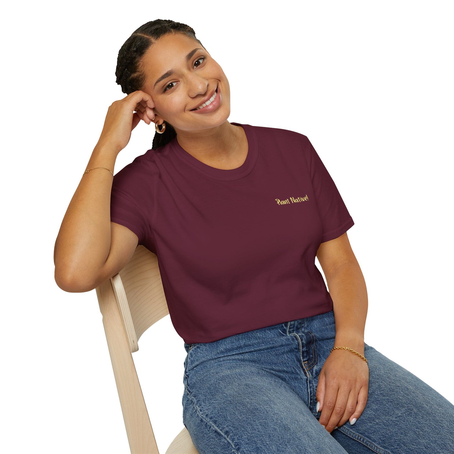 Unisex Softstyle T-Shirt I Love Native Plants, Asters (Back)