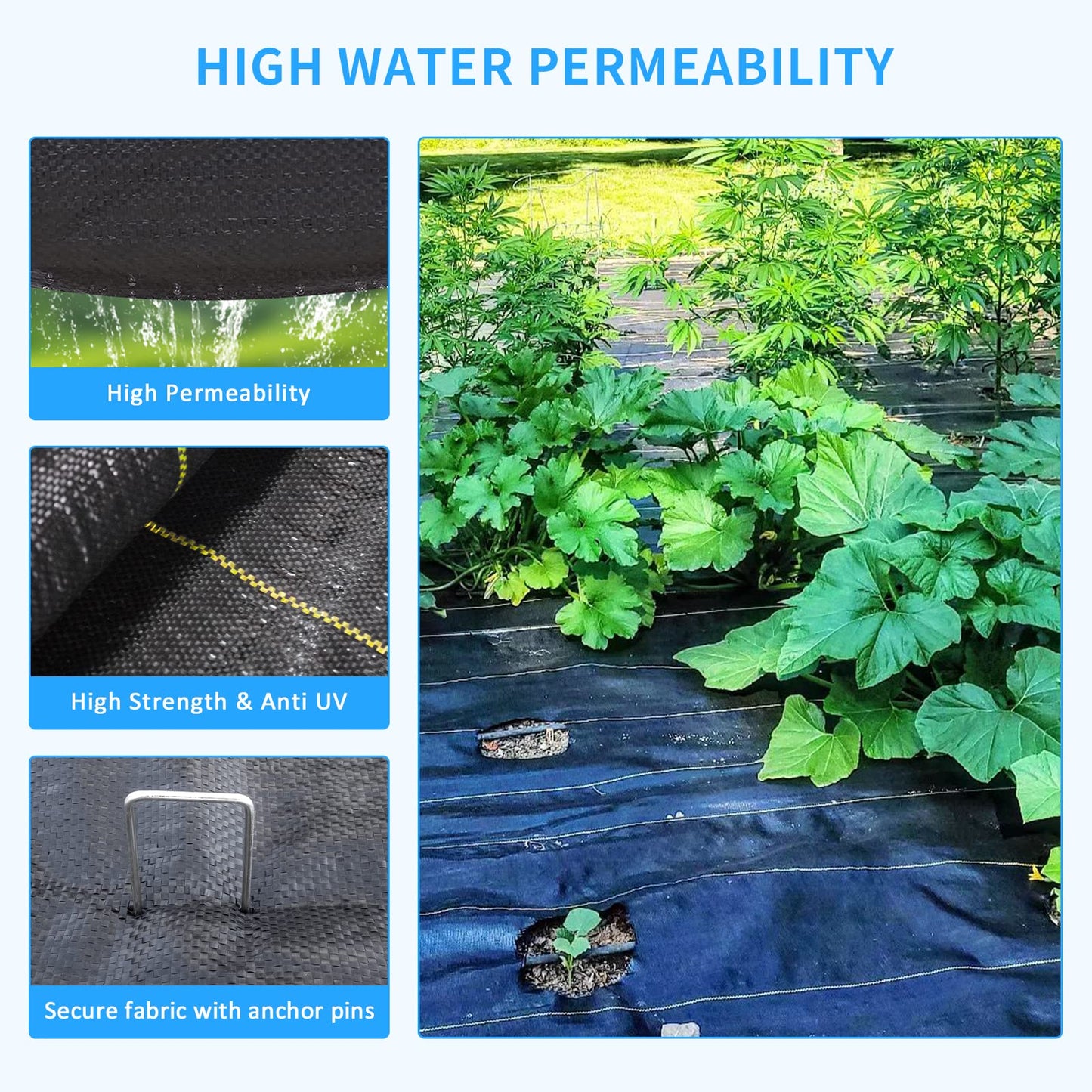 Weed Barrier Landscape Premium Fabric-Heavy Duty Sunocity 4ft x50ft Black Woven Ground Cloth with Superior Permeability Weed Control Convenient Design