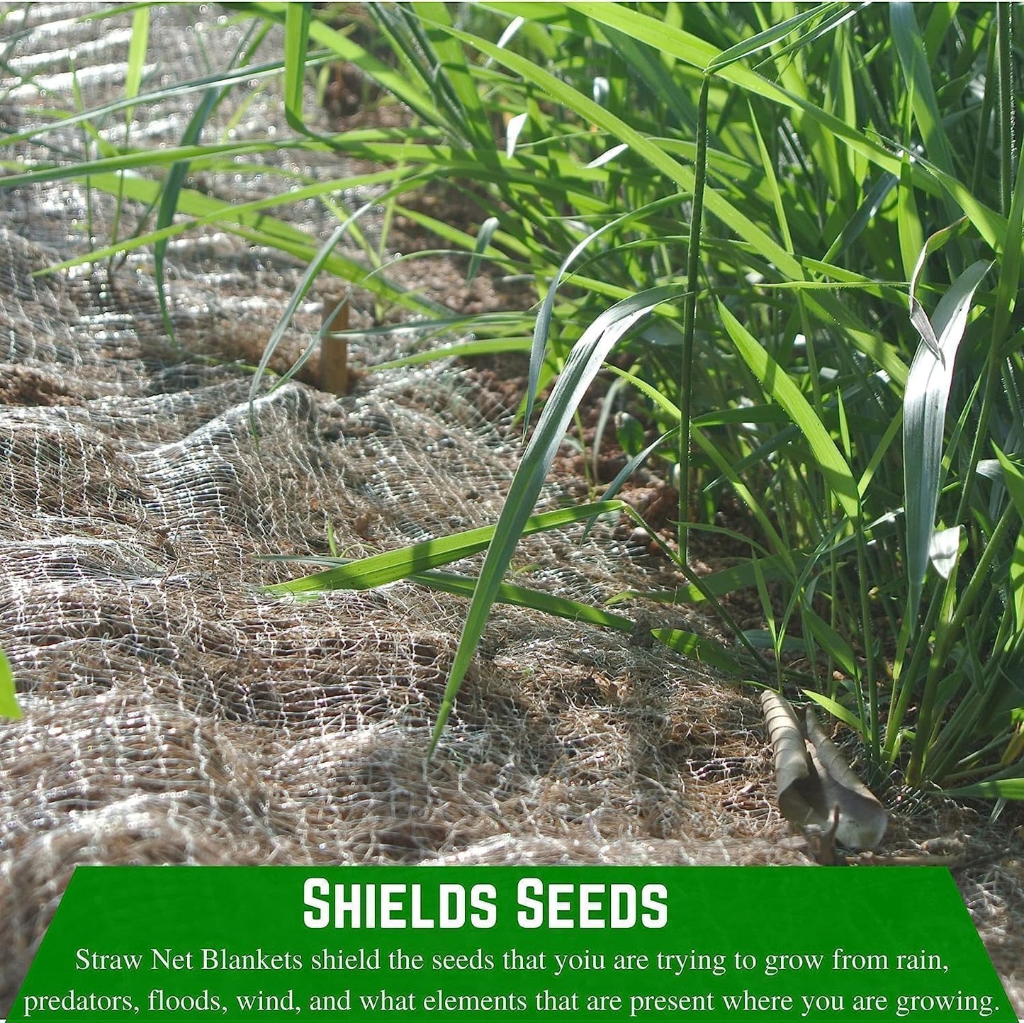 Farm Plastic Supply - Erosion Control Blanket - Straw Garden and Landscape Cover, Erosion Control Blanket, Straw Blanket, Erosion Control, Mulch, Slope Stabilizer, and Seed Protector (4' x 50')